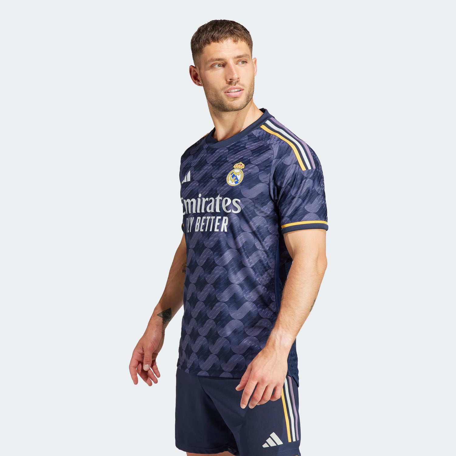 adidas 2023-24 Real Madrid Men's Authentic Away Jersey (Model - Side)