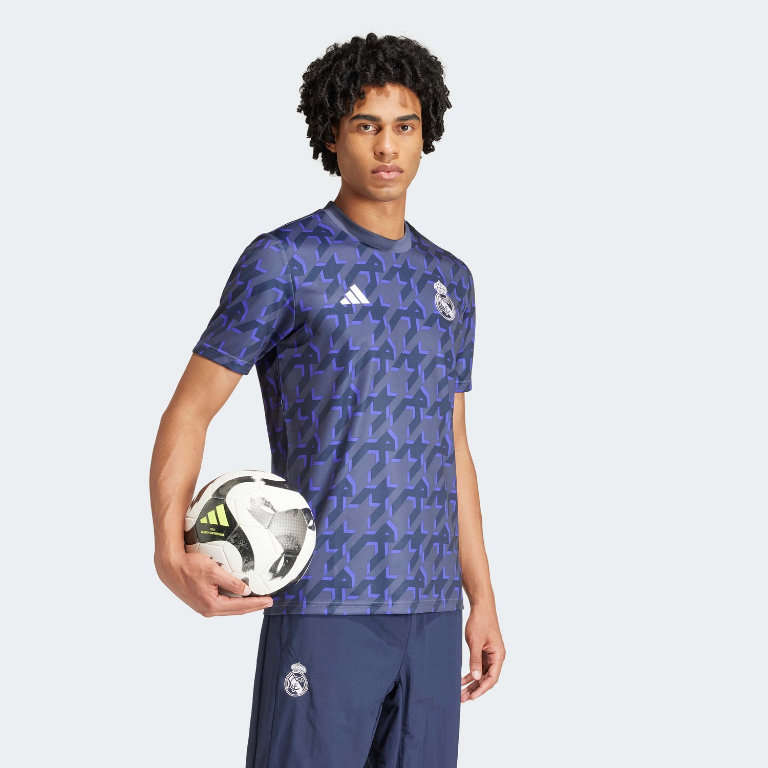 adidas 2023-24 Real Madrid Men's Pre-Match Jersey Shadow Navy (Model - Side)