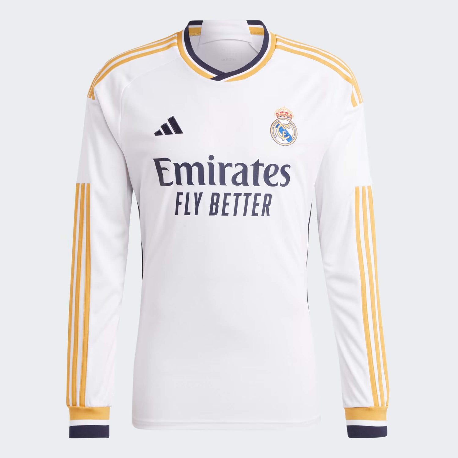 adidas 2023-24 Real Madrid Men's Stadium Home Long-Sleeve Jersey (Front)