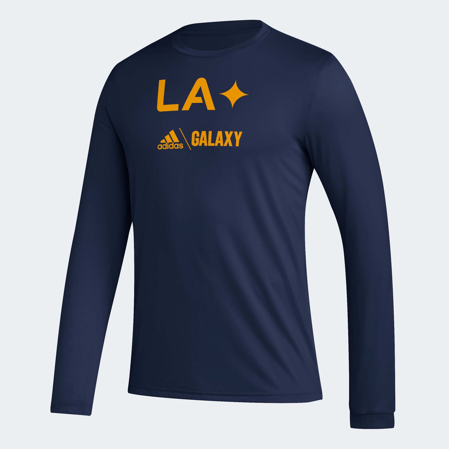 adidas 2023 LA Galaxy Long-Sleeve Pre-Game Tee - Navy (Front)