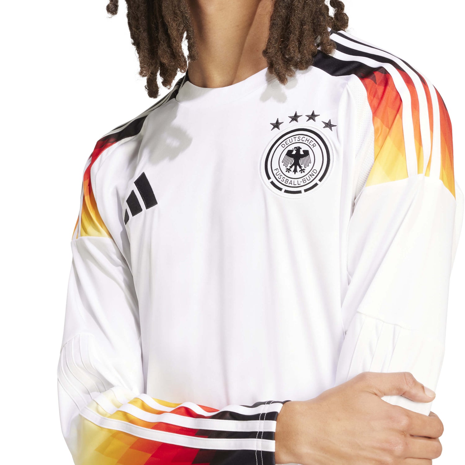 adidas 2024-25 Germany Men's Stadium Home Long-Sleeve Jersey (Detail 1)