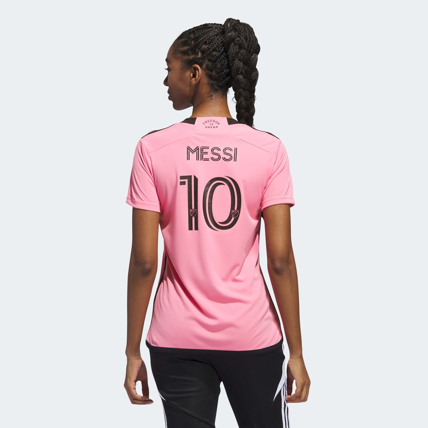 adidas 2024-25 Inter Miami Women's Messi #10 Stadium Home Jersey (Model - Back)