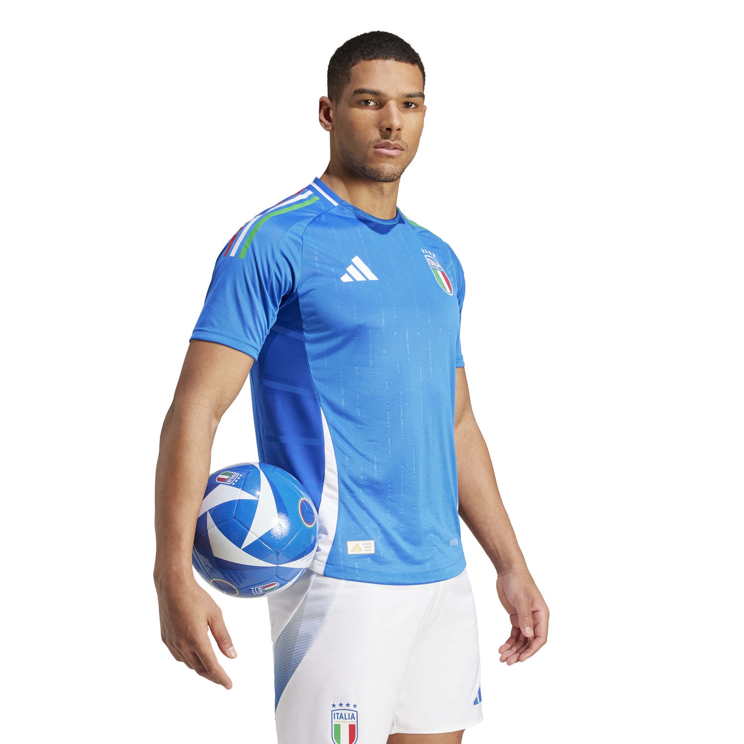 adidas 2024-25 Italy Men's Authentic Home Jersey (Model - Side)