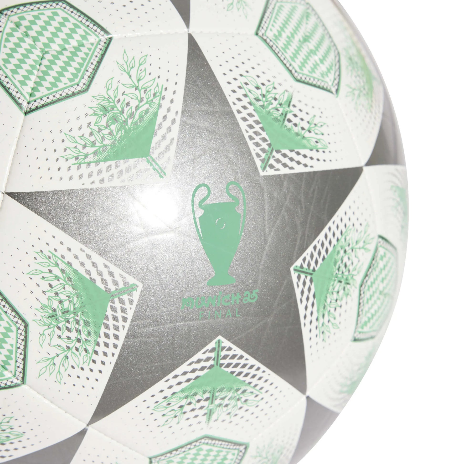 adidas 2024-25 UCL Club Knockout Stages Ball Iron Metallic / White / Hi-Res Green (Detail 2)