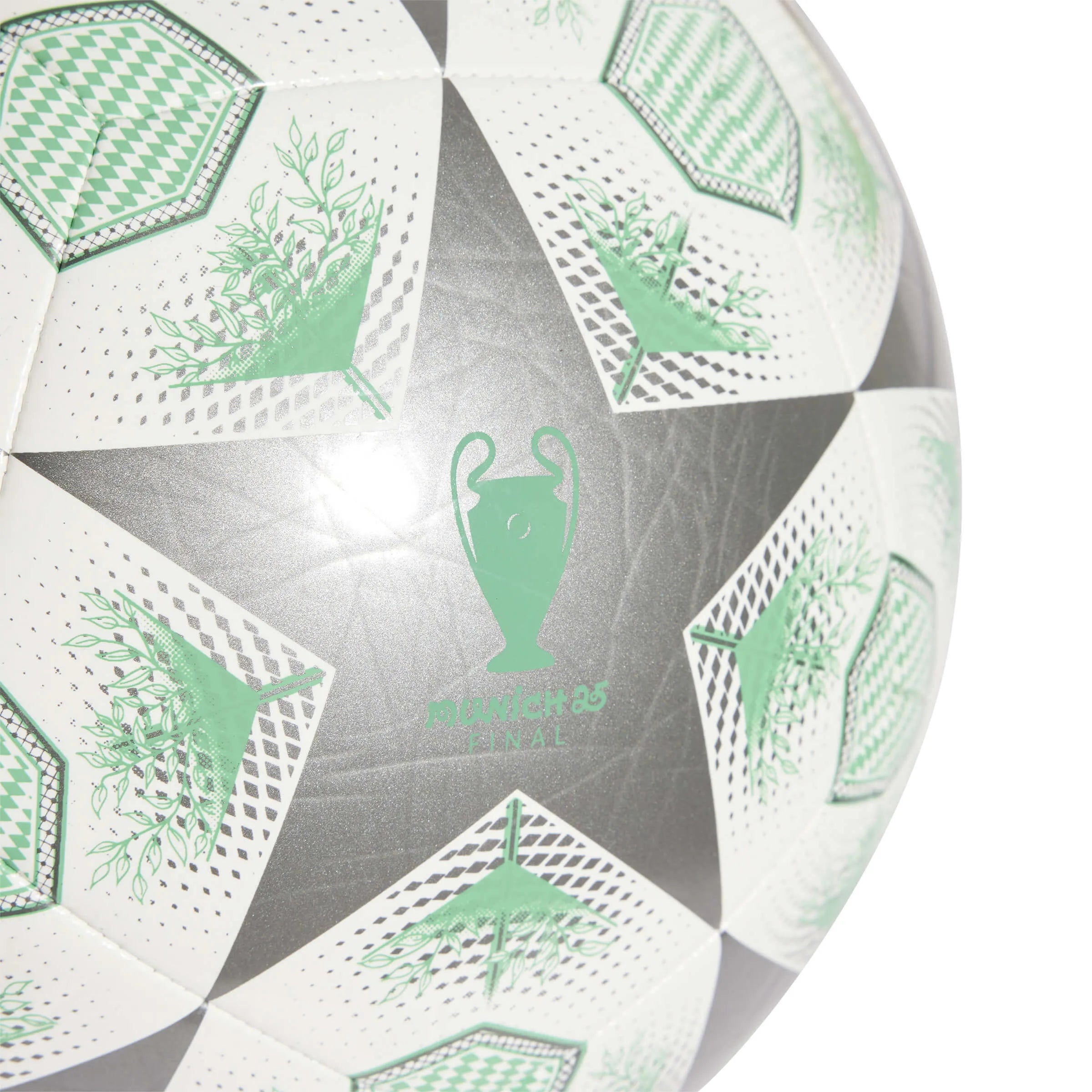 adidas 2024-25 UCL Club Knockout Stages Ball Iron Metallic / White / Hi-Res Green (Detail 2)