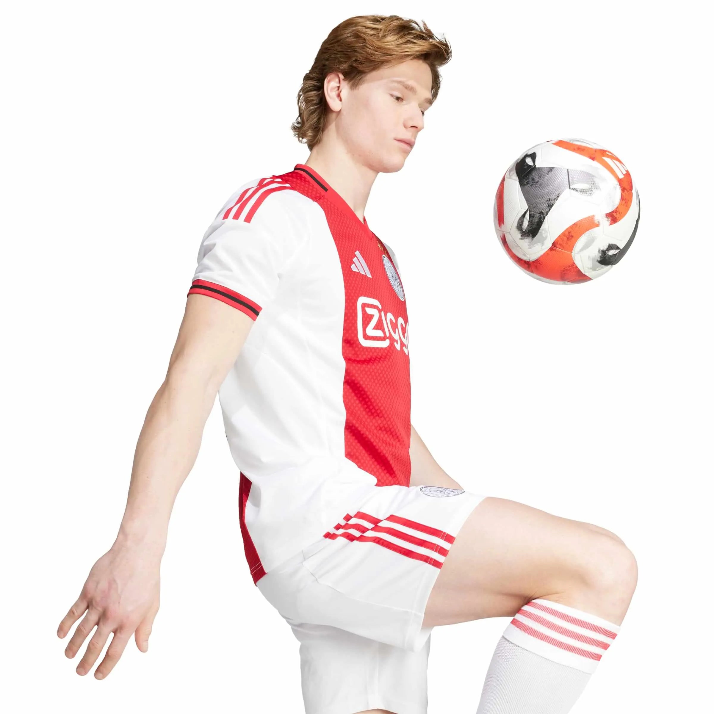 adidas 2025-26 Ajax Men's Stadium Home Soccer Jersey (Model - Side)