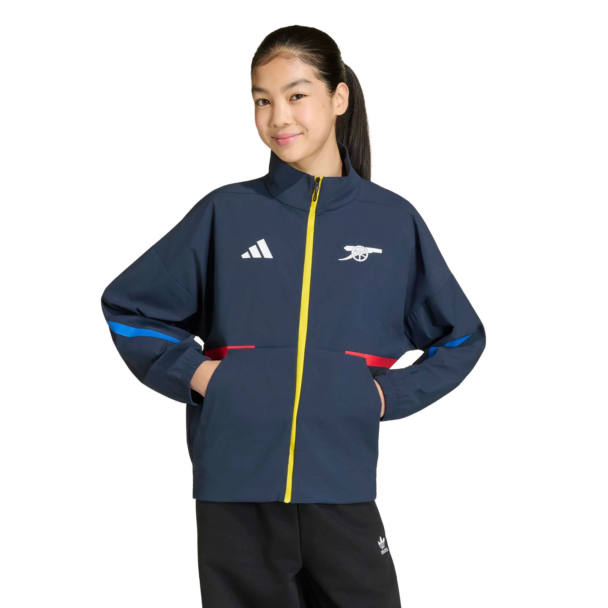 adidas 2025-26 Arsenal Youth Anthem Jacket Night Navy (Model - Front)