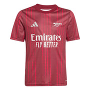 adidas 2025-26 Arsenal Youth Pre-Match Soccer Jersey Team Coll Burgundy 2 / Pure Ruby (Front)