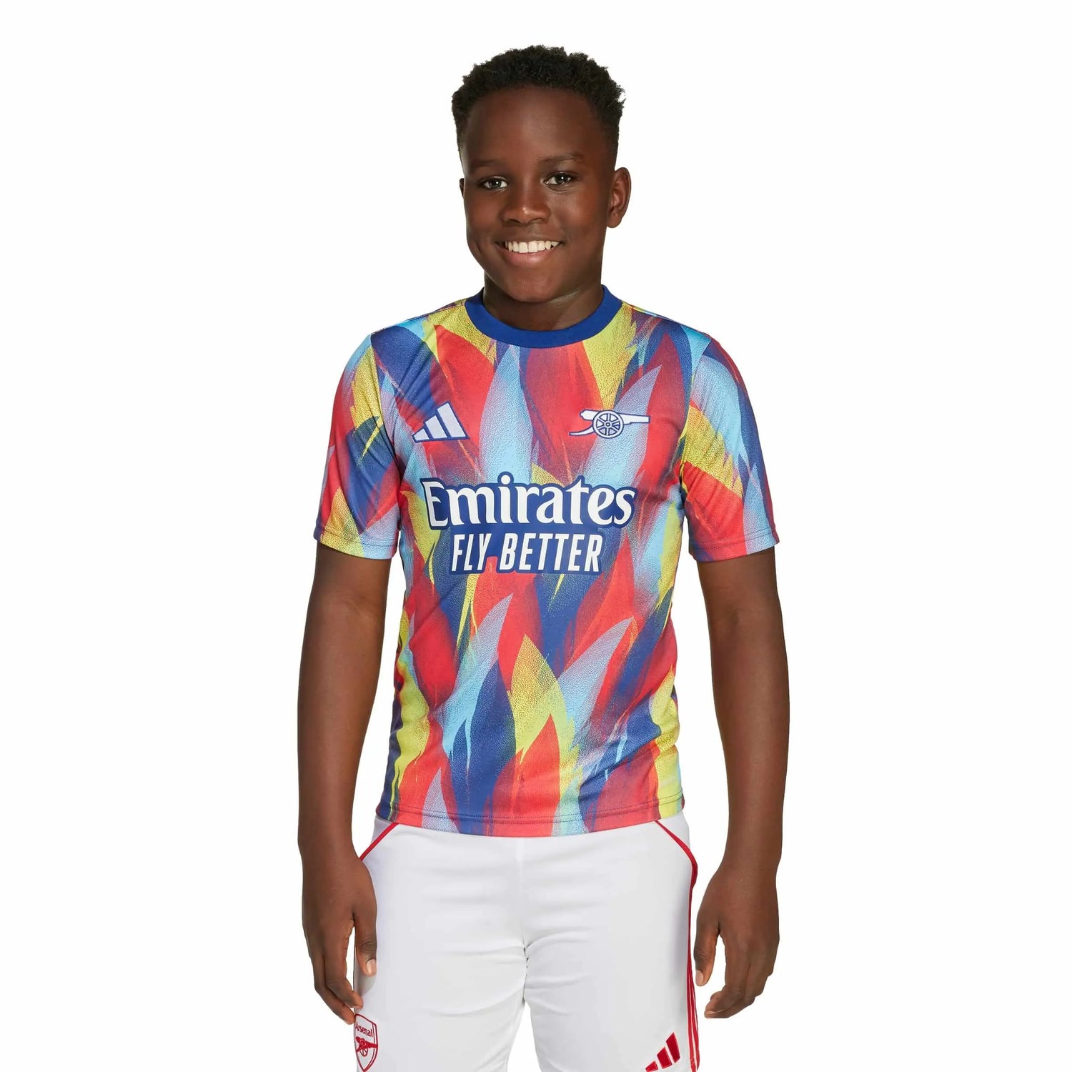 adidas 2025-26 Arsenal Youth Pre-Match Soccer Jersey (Model - Front)