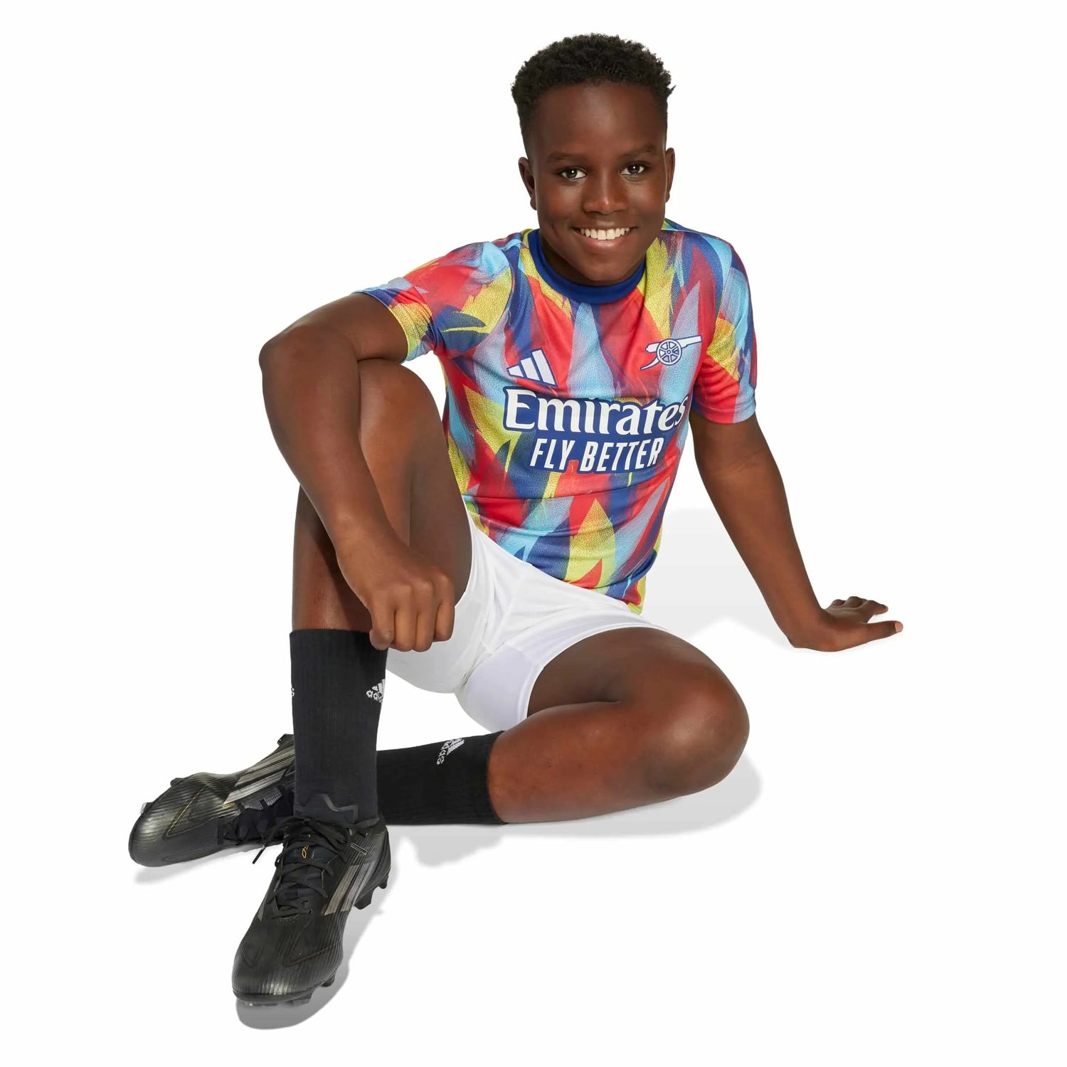 adidas 2025-26 Arsenal Youth Pre-Match Soccer Jersey (Model - Side)