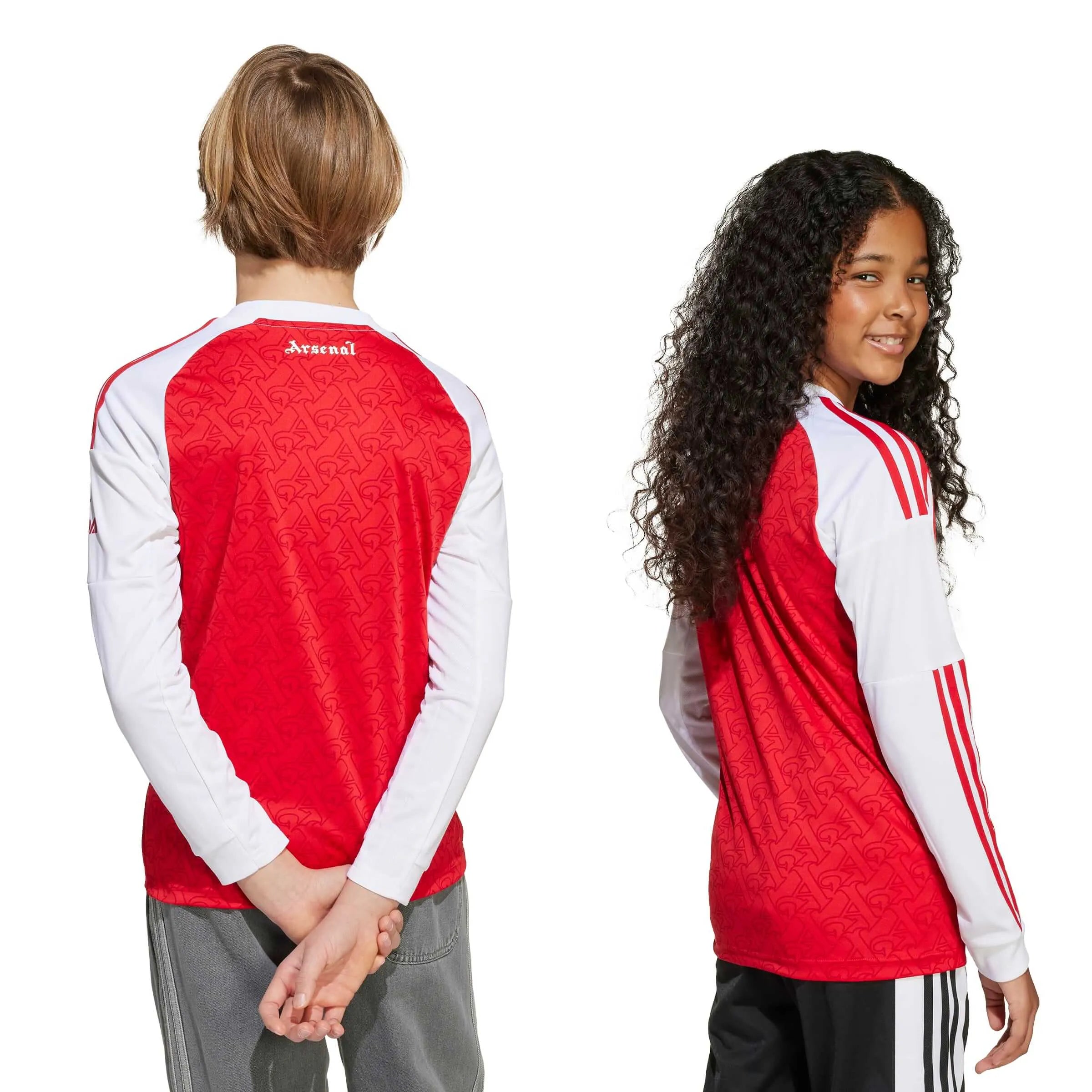 adidas 2025-26 Arsenal Youth Stadium Home Long-Sleeve Soccer Jersey (Models - Back)