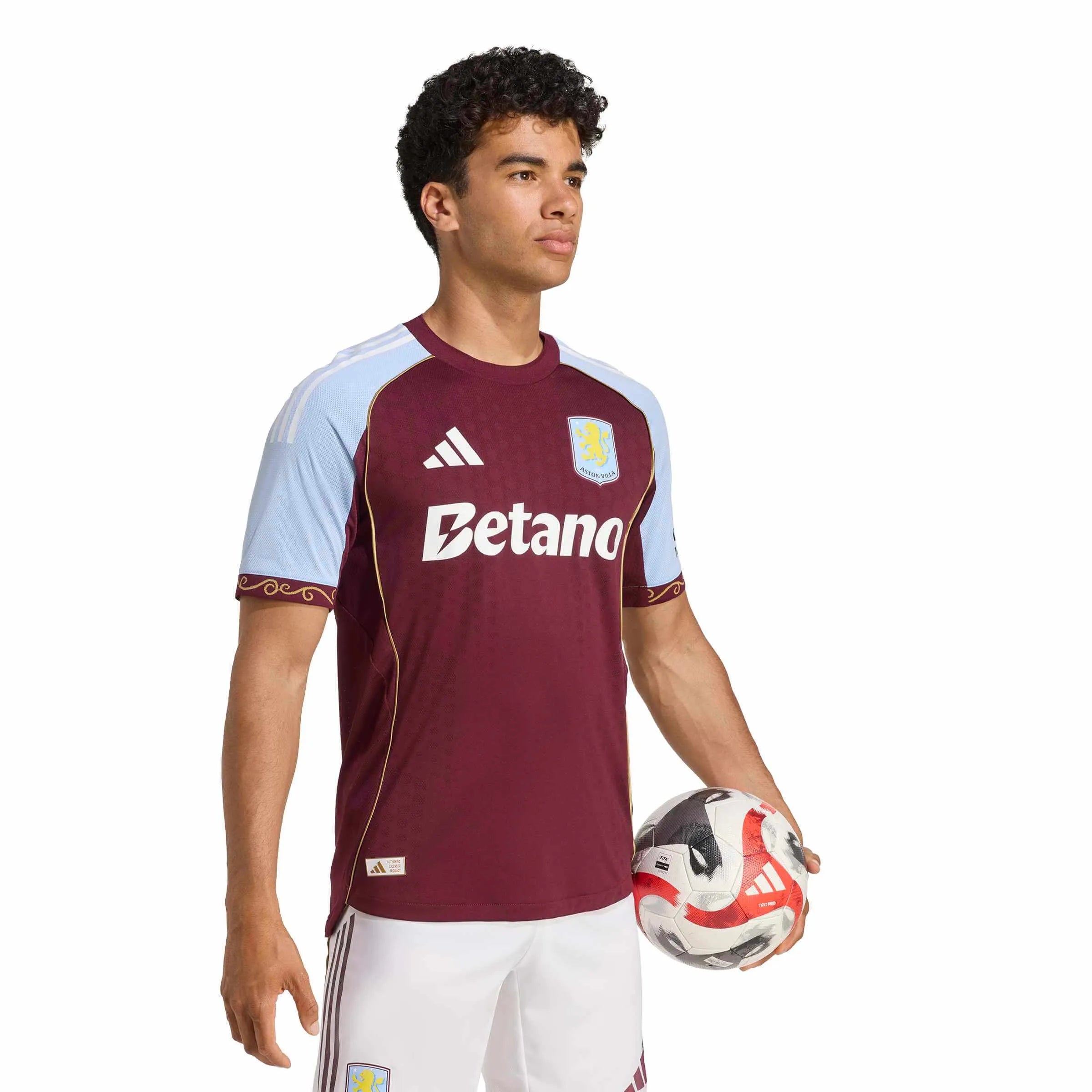 adidas 2025-26 Aston Villa Men's Authentic Home Soccer Jersey (Model - Side)