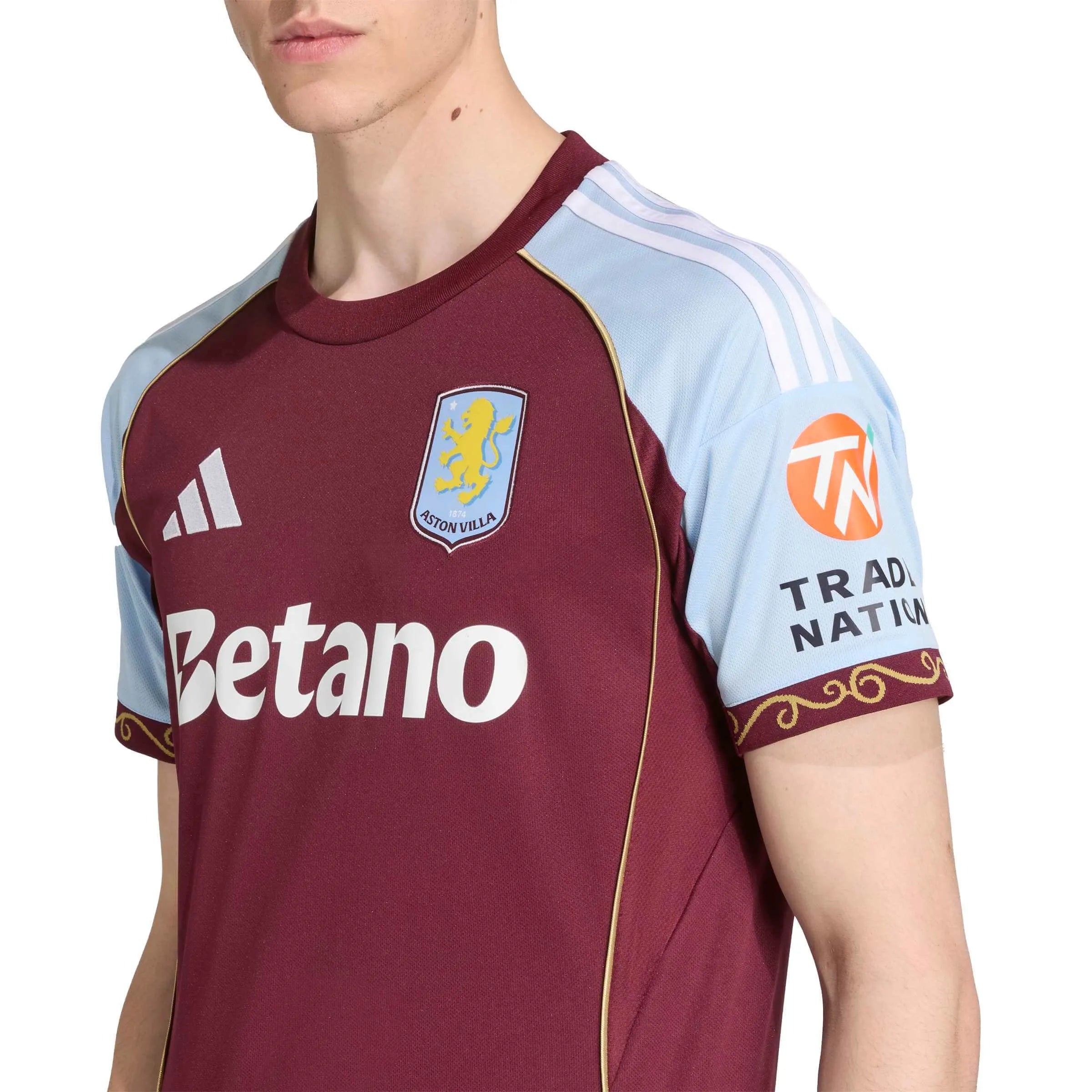 adidas 2025-26 Aston Villa Men's Stadium Home Soccer Jersey (Detail 1)