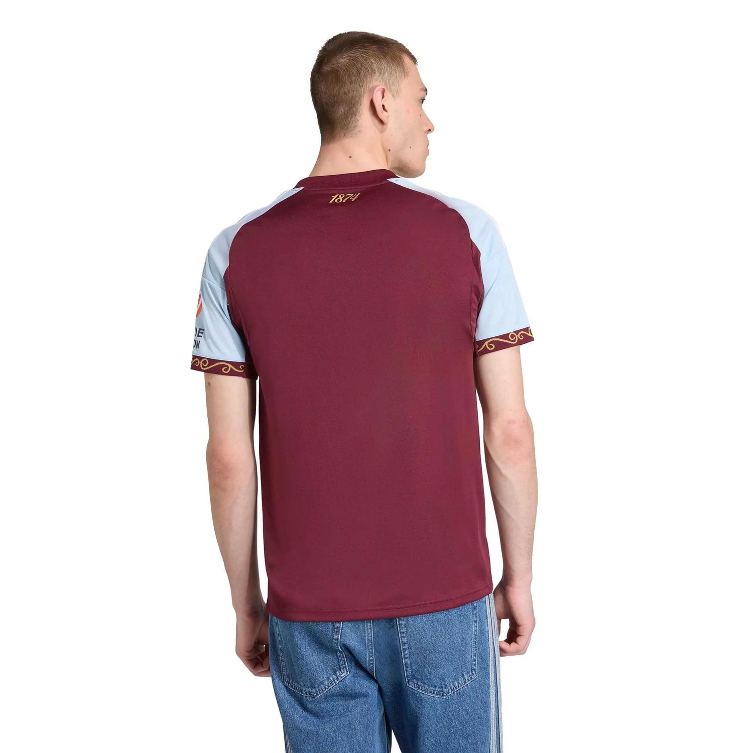 adidas 2025-26 Aston Villa Men's Stadium Home Soccer Jersey (Model - Back)