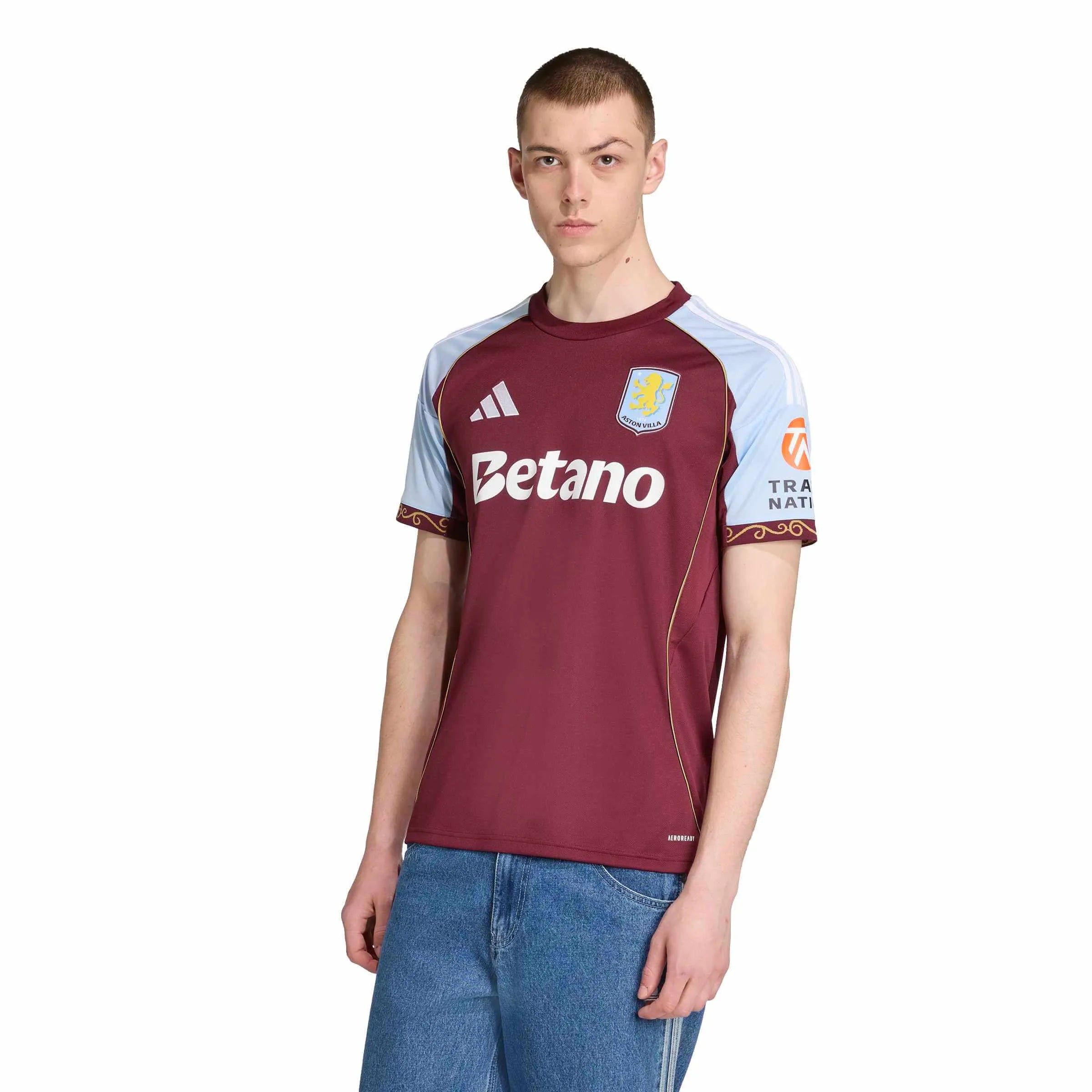 adidas 2025-26 Aston Villa Men's Stadium Home Soccer Jersey (Model - Front)