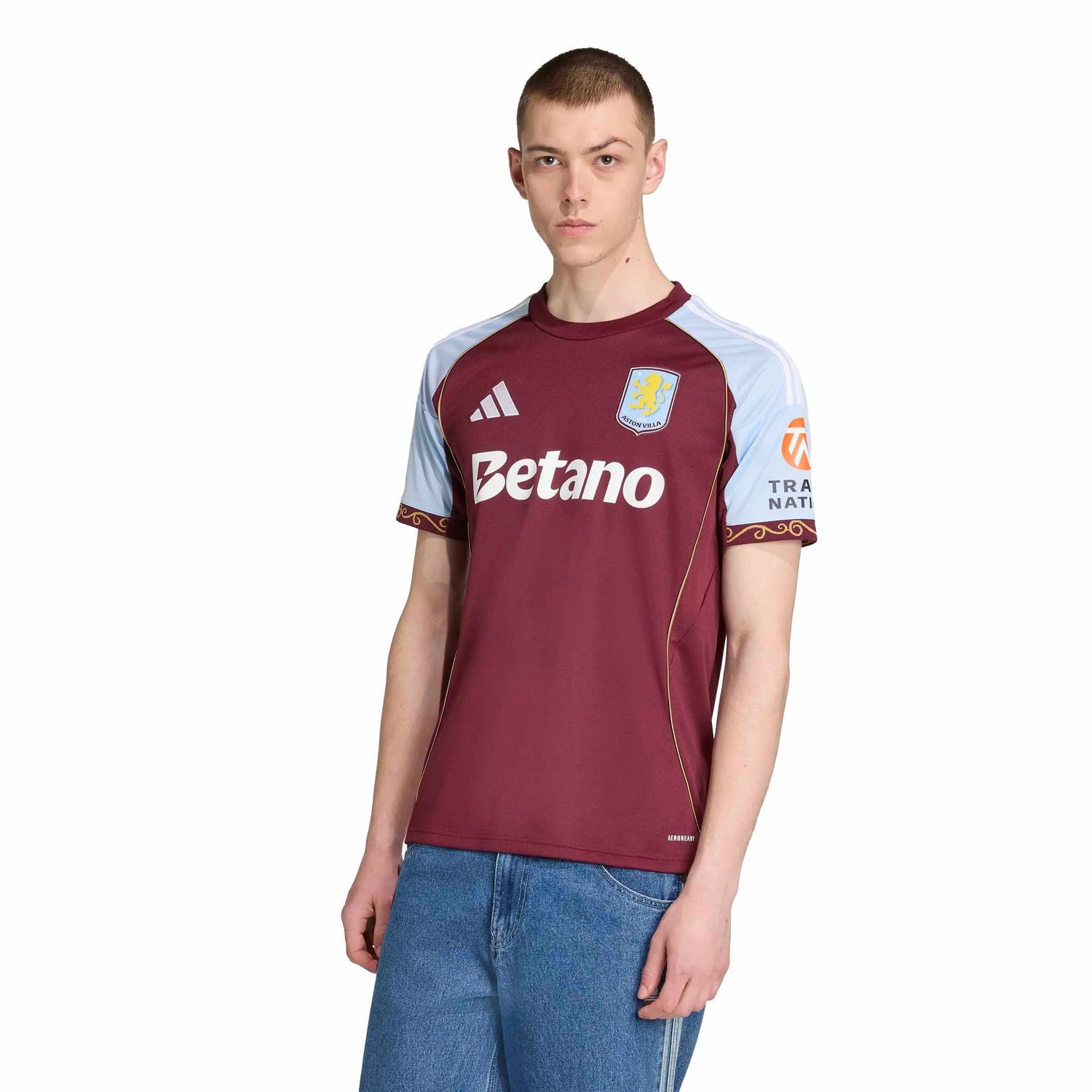adidas 2025-26 Aston Villa Men's Stadium Home Soccer Jersey (Model - Front)