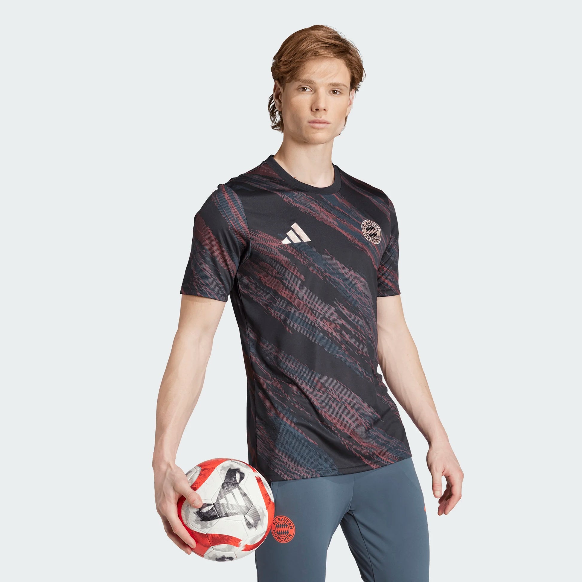 adidas 2025-26 Bayern Munich Men's Pre-Match Soccer Jersey (Model - Side)