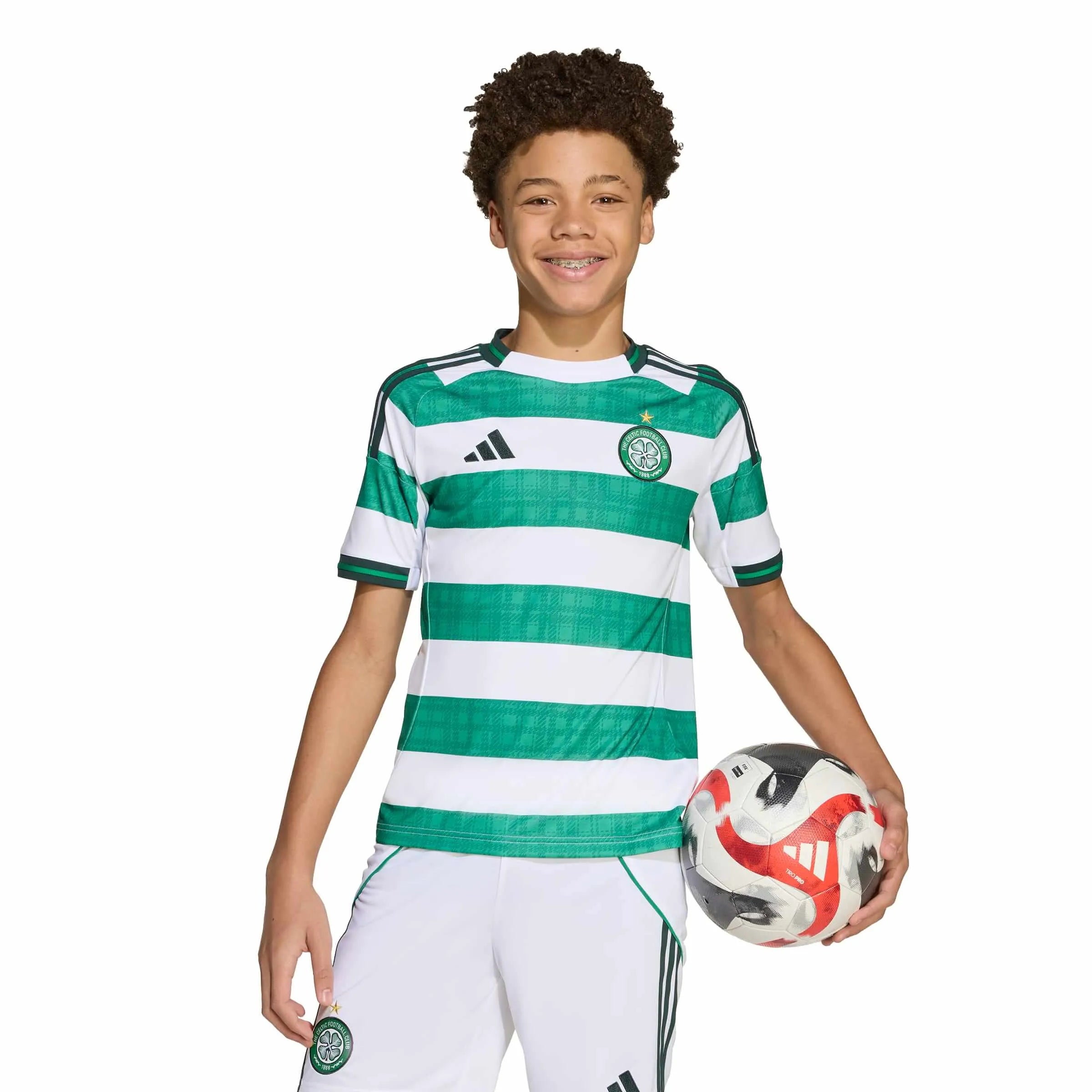 adidas 2025-26 Celtic Youth Stadium Home Soccer Jersey (Model - Front)