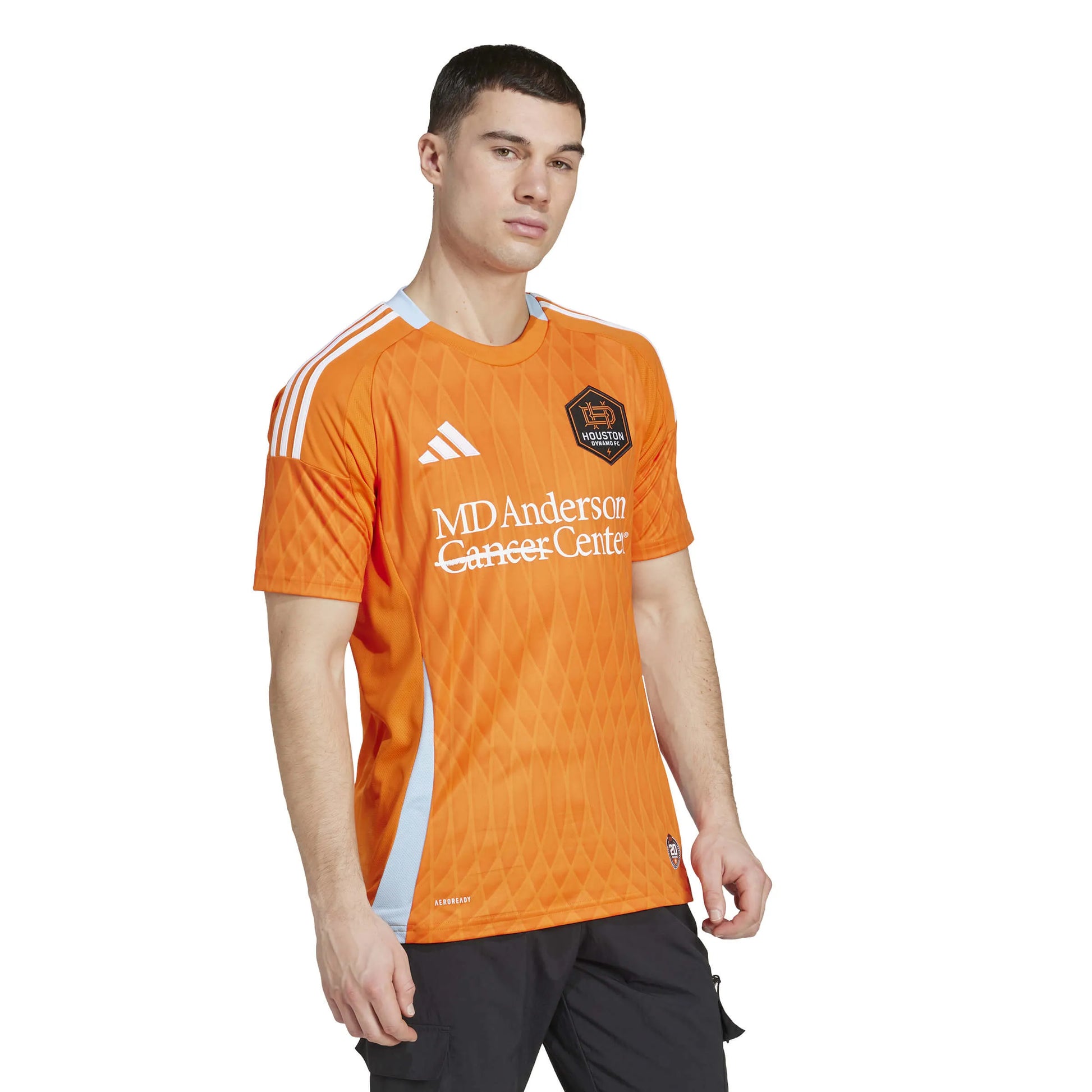 adidas 2025-26 Houston Dynamo Men's Stadium Home Soccer Jersey (Model - Side)