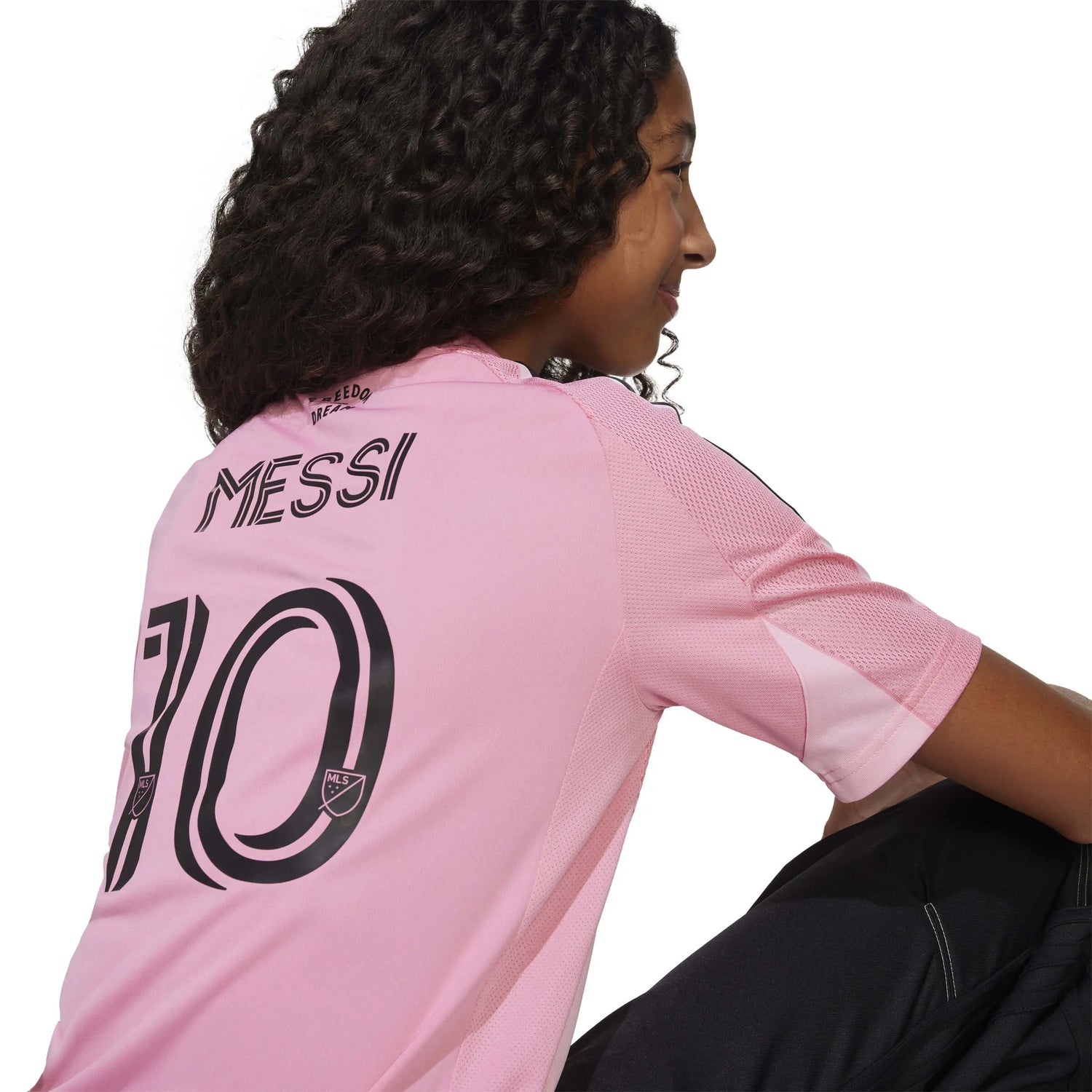 adidas 2025-26 Inter Miami Youth Messi #10 Stadium Home Soccer Jersey (Detail 2)