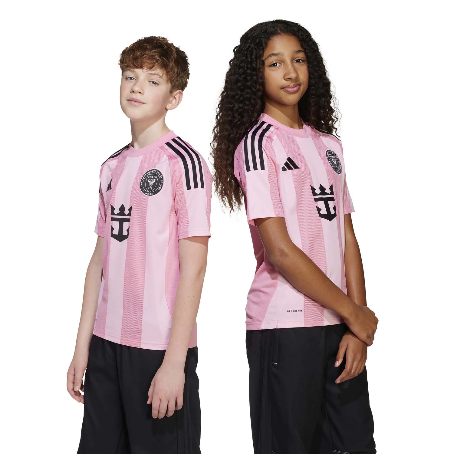 adidas 2025-26 Inter Miami Youth Messi #10 Stadium Home Soccer Jersey (Models - Front)