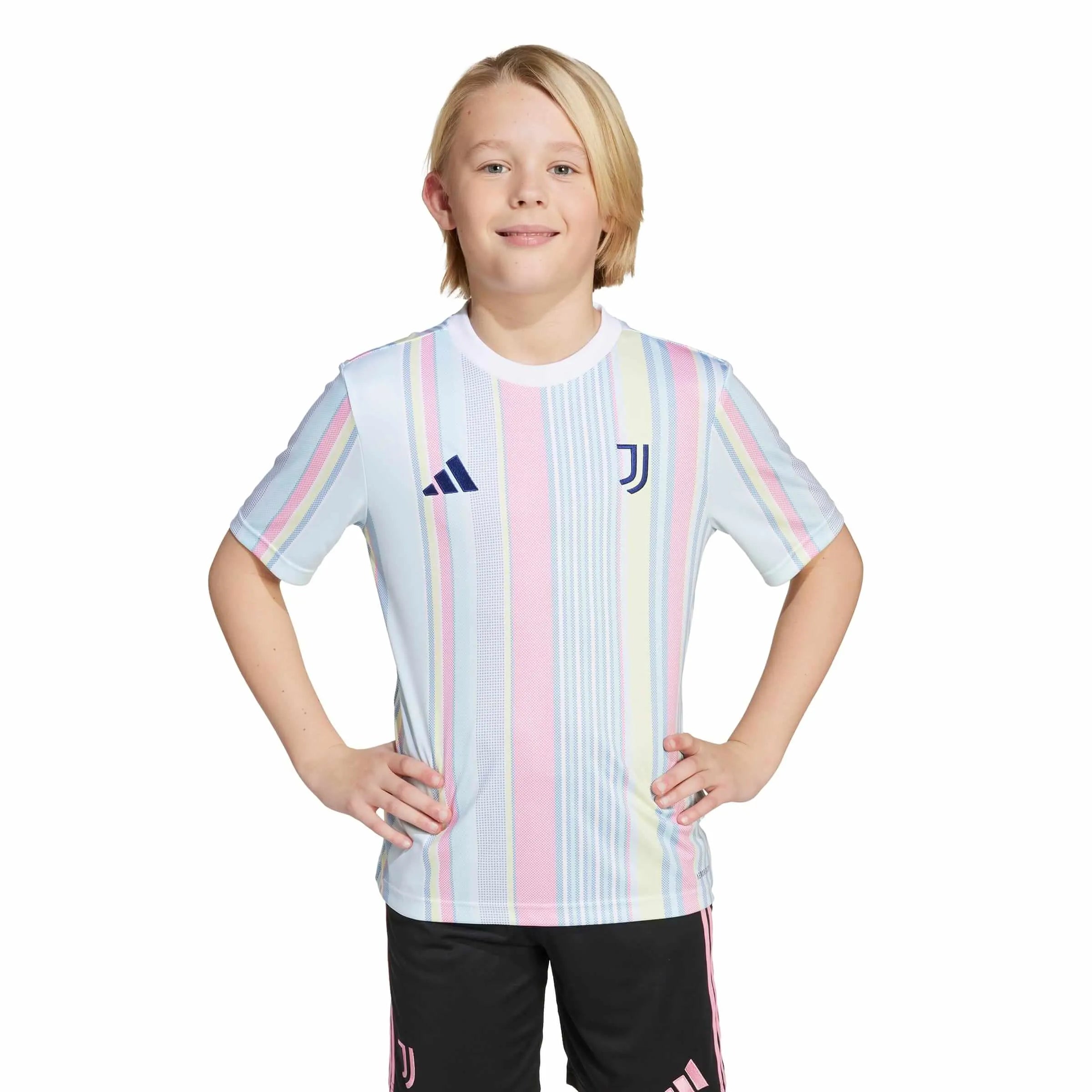 adidas 2025-26 Juventus Youth Pre-Match Soccer Jersey (Model - Front)