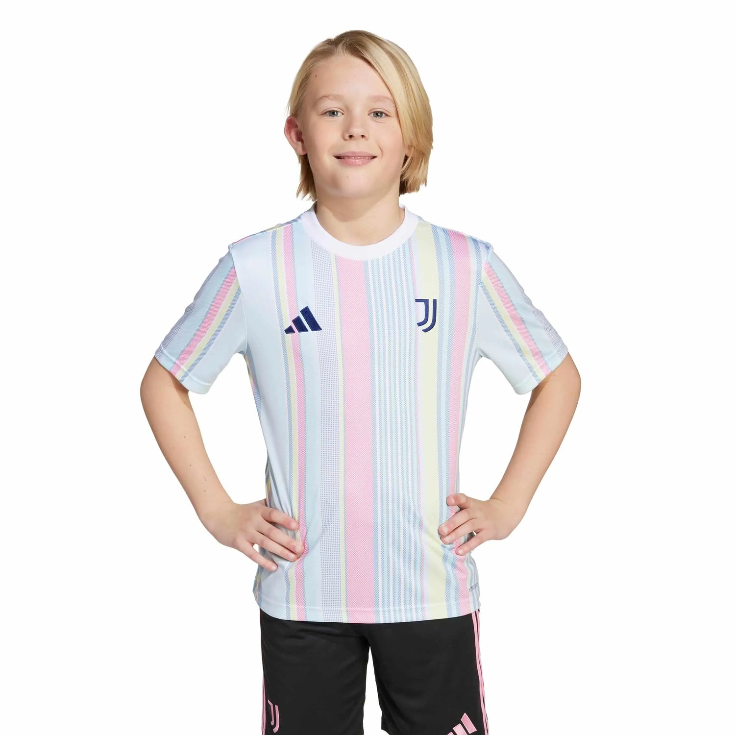 adidas 2025-26 Juventus Youth Pre-Match Soccer Jersey (Model - Front)