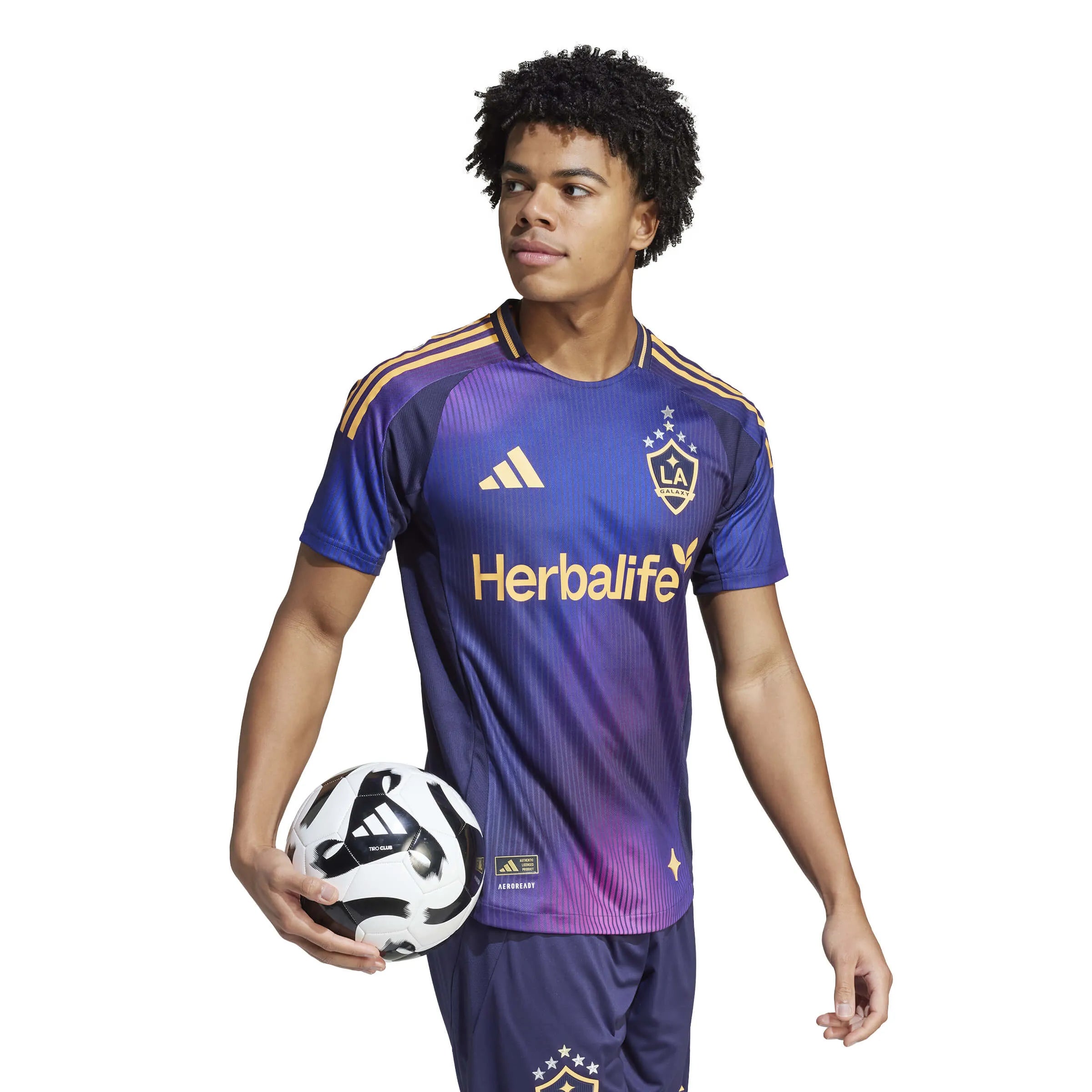 adidas 2025-26 LA Galaxy Men's Authentic Away Soccer Jersey (Model - Side)