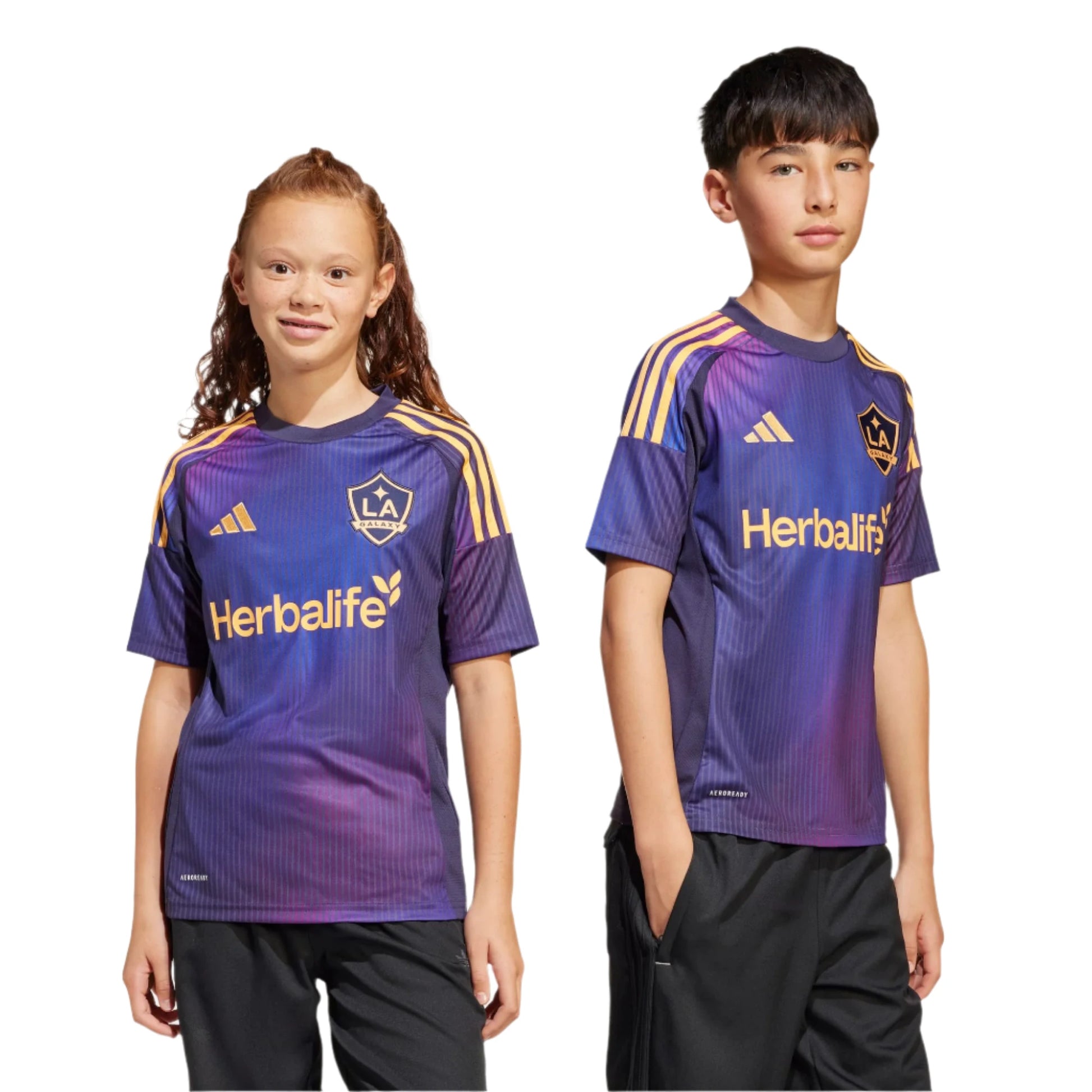 adidas 2025-26 LA Galaxy Youth Stadium Away Jersey (Models - Front)