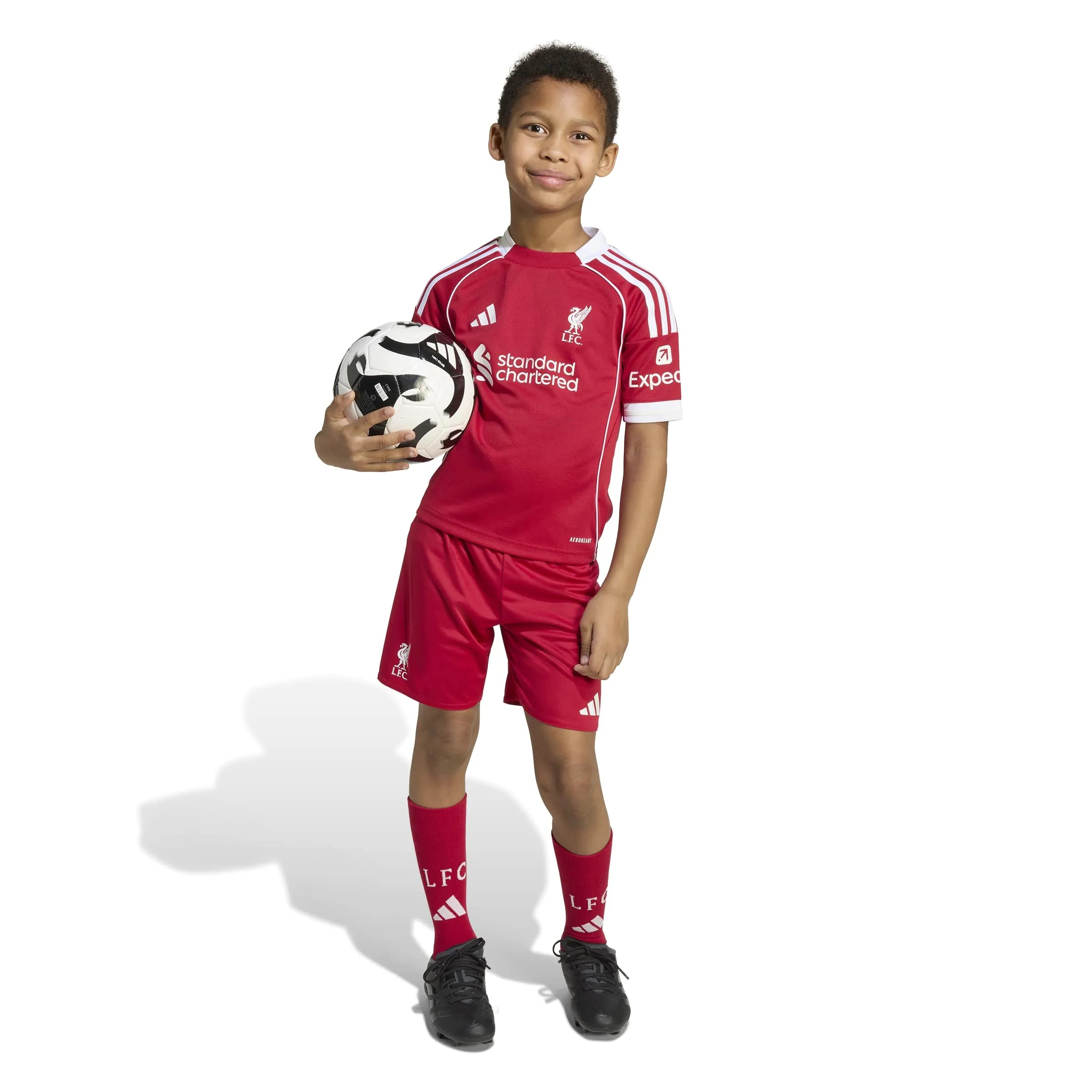 adidas 2025-26 Liverpool Kid's Home Mini Kit (Model - Front)