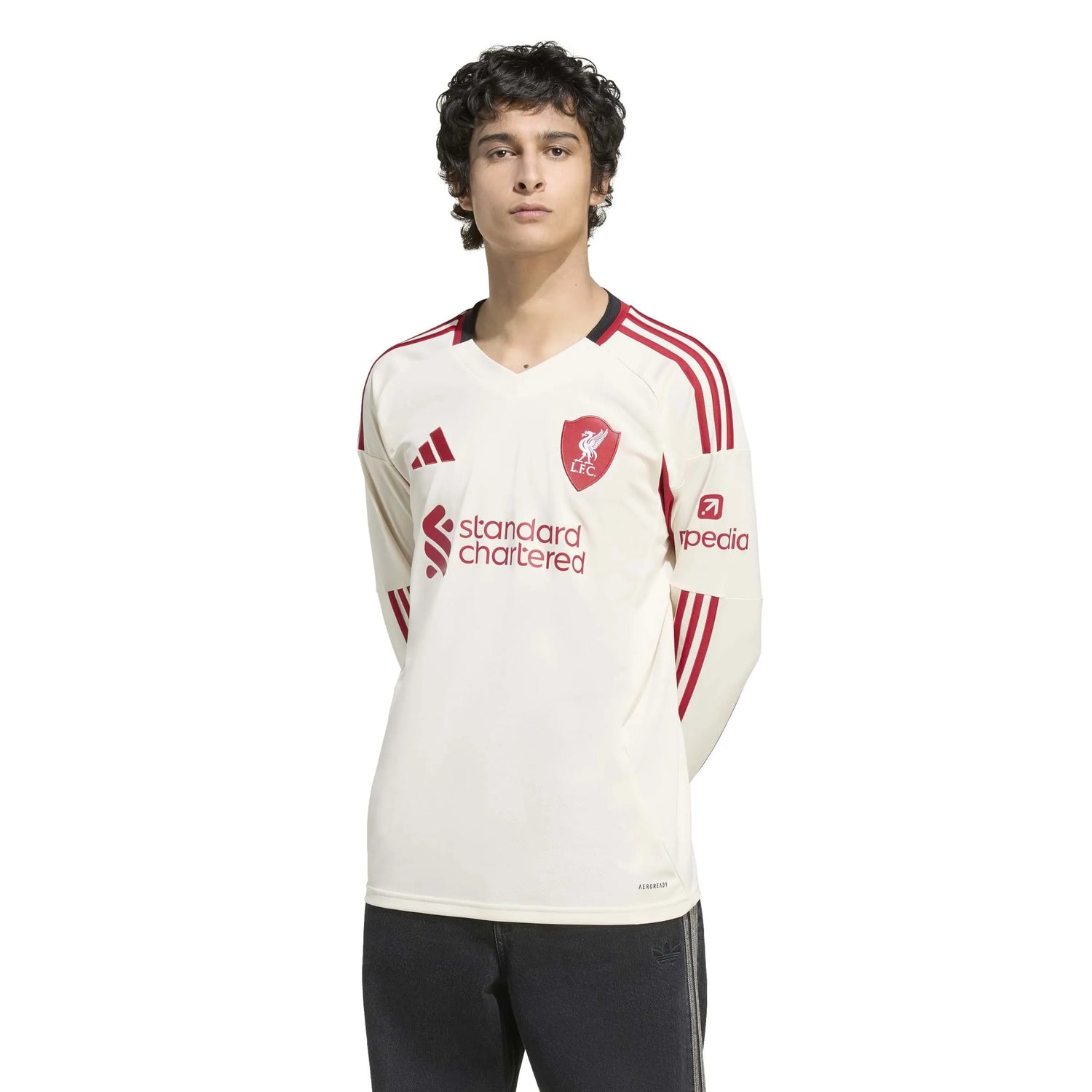 adidas 2025-26 Liverpool Men's Stadium Away Long-Sleeve Soccer Jersey (Model - Front)