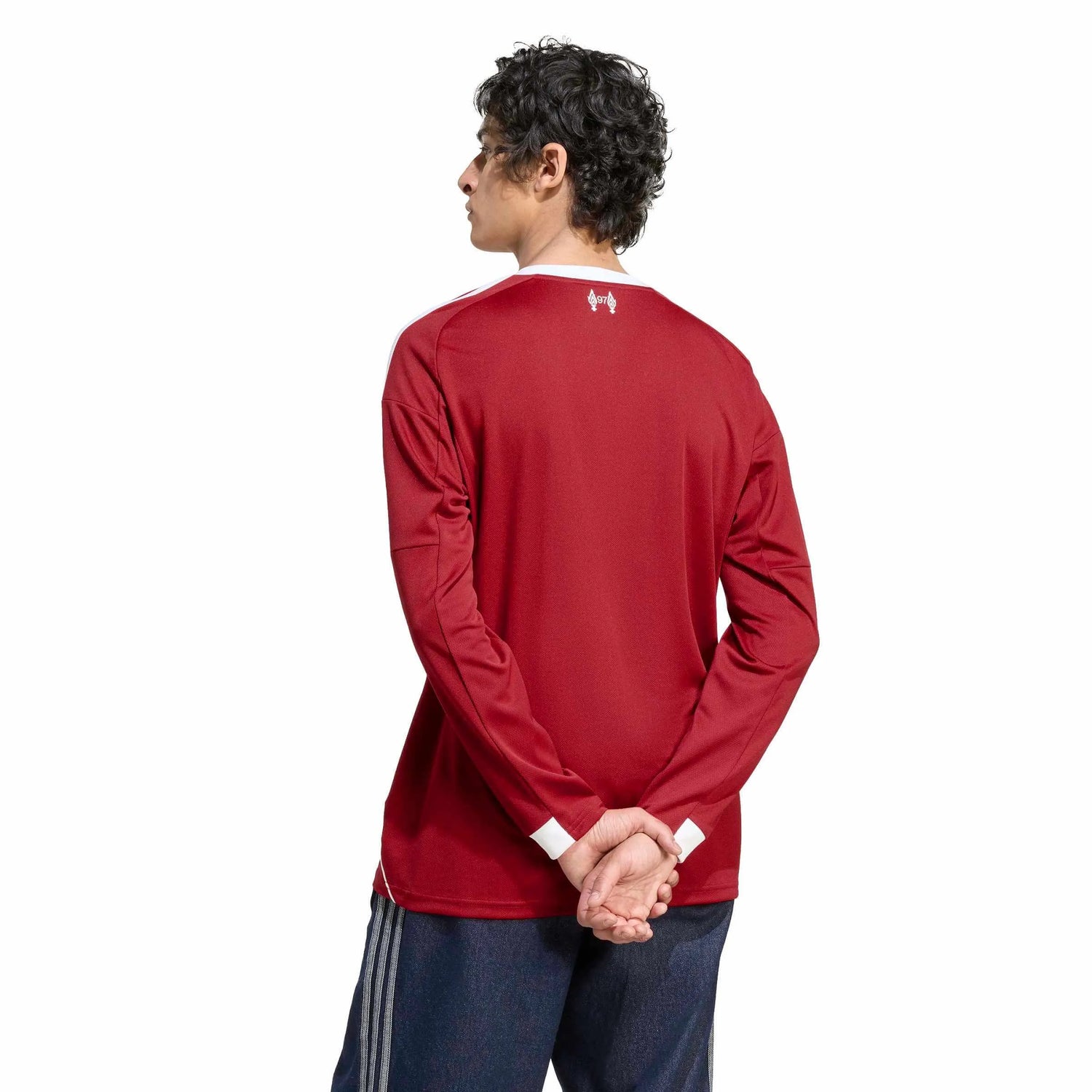 adidas 2025-26 Liverpool Men's Stadium Home Long-Sleeve Soccer Jersey (Model - Back)