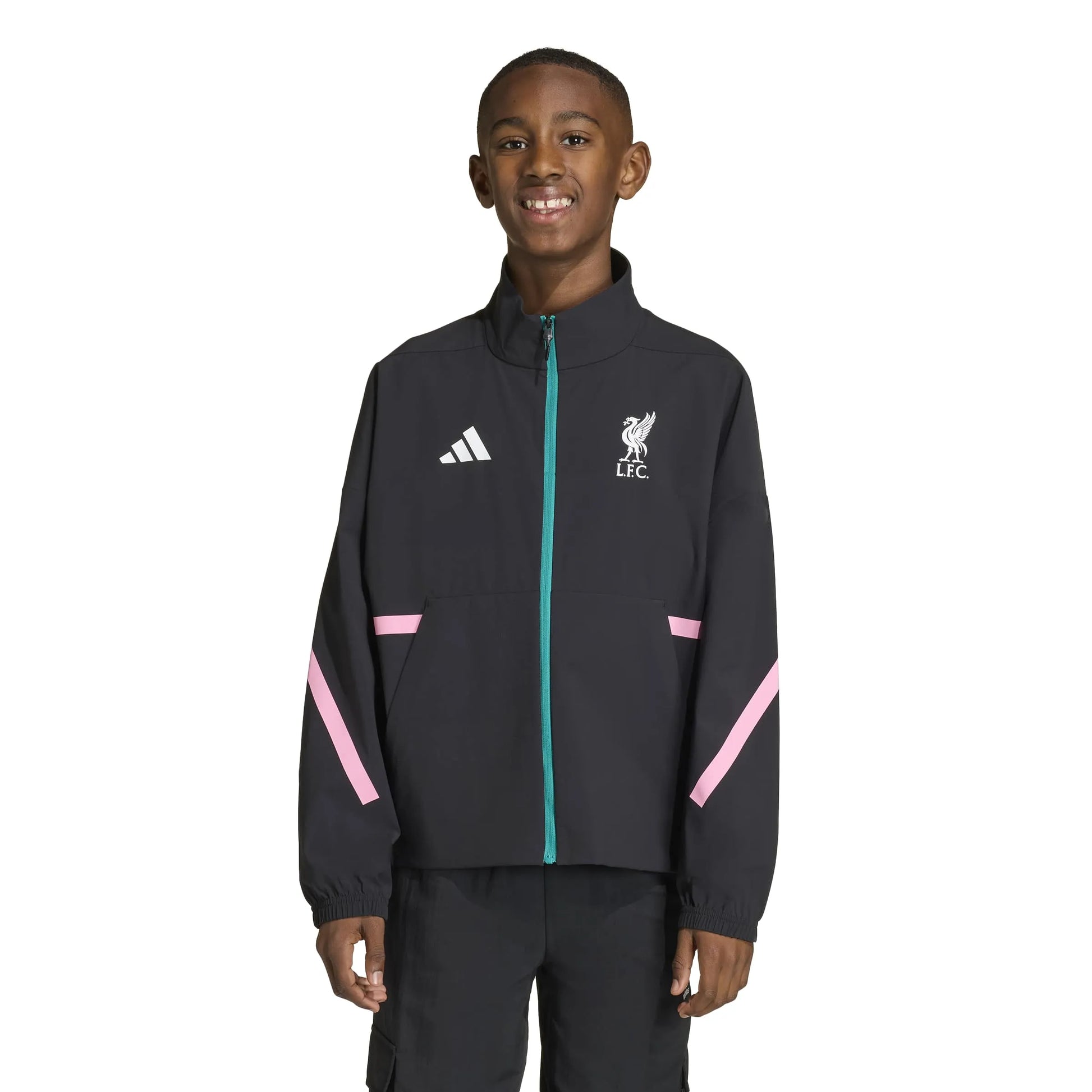 adidas 2025-26 Liverpool Youth Anthem Jacket Black (Model - Front)