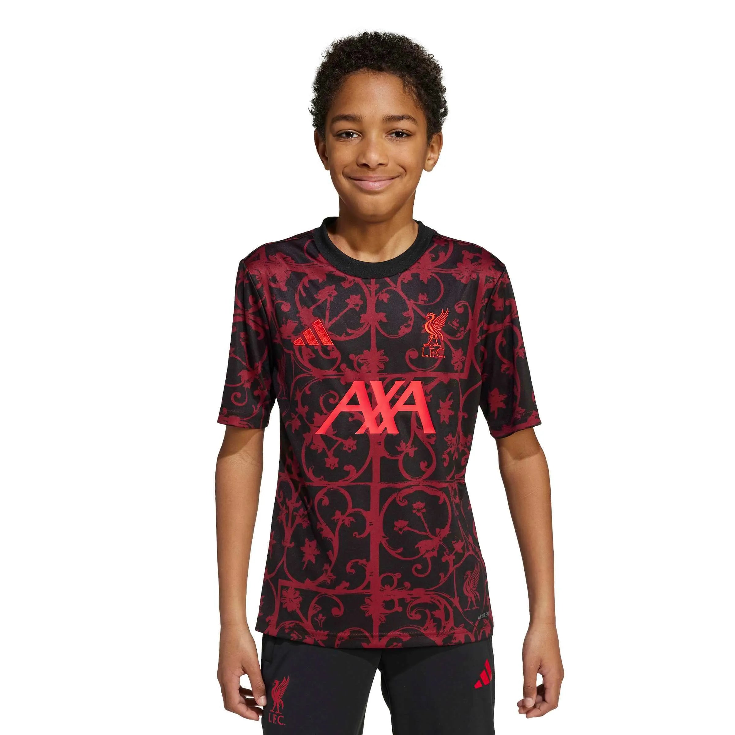 adidas 2025-26 Liverpool Youth Pre-Match Soccer Jersey (Model - Front)