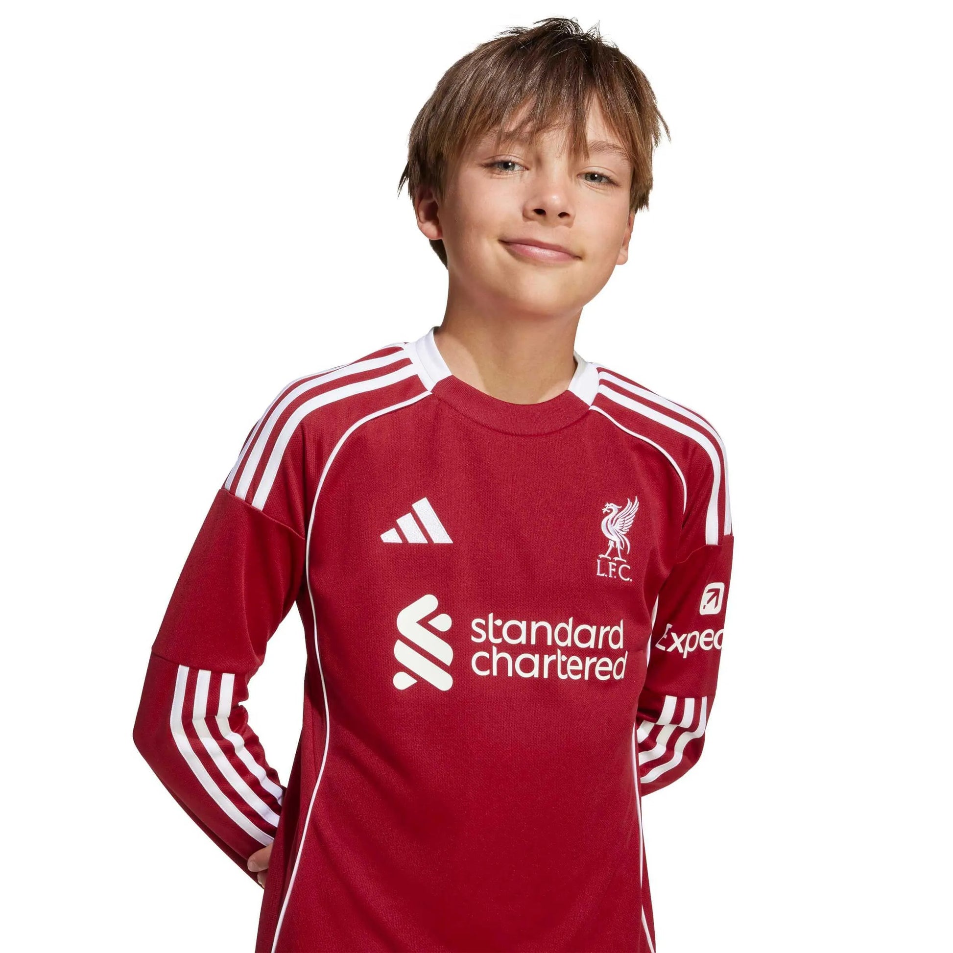 adidas 2025-26 Liverpool Youth Stadium Home Long-Sleeve Soccer Jersey (Detail 1)