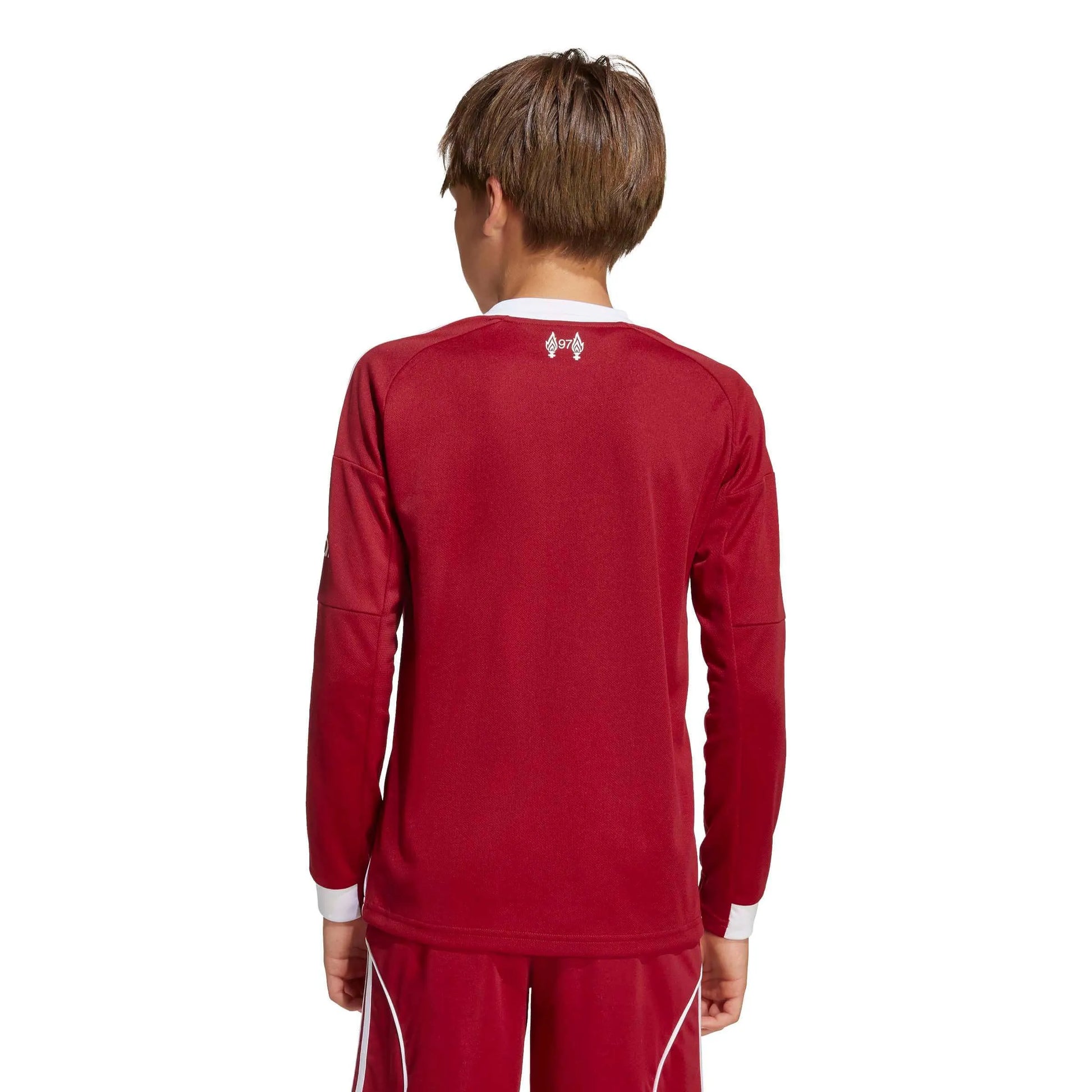 adidas 2025-26 Liverpool Youth Stadium Home Long-Sleeve Soccer Jersey (Model - Back)
