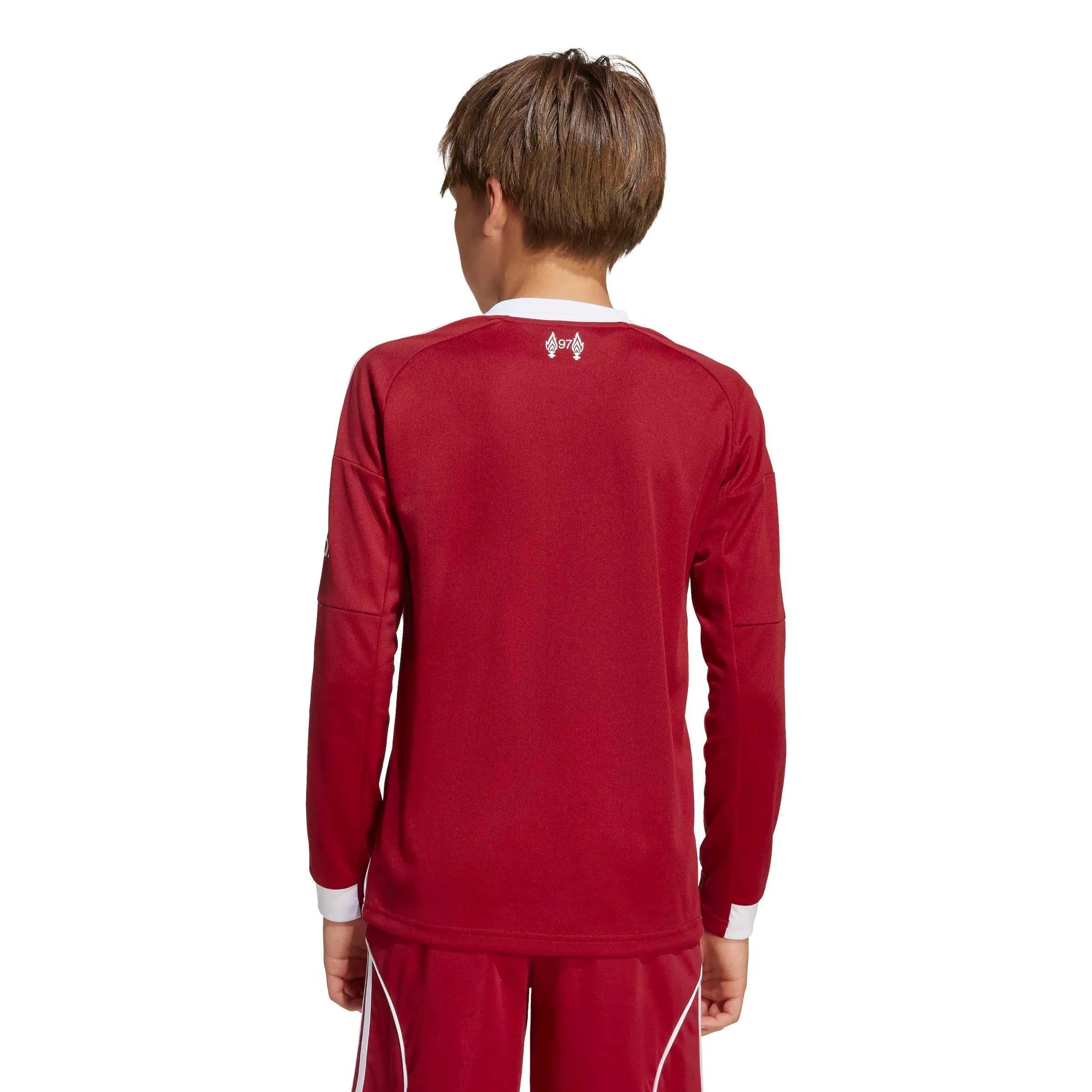 adidas 2025-26 Liverpool Youth Stadium Home Long-Sleeve Soccer Jersey (Model - Back)