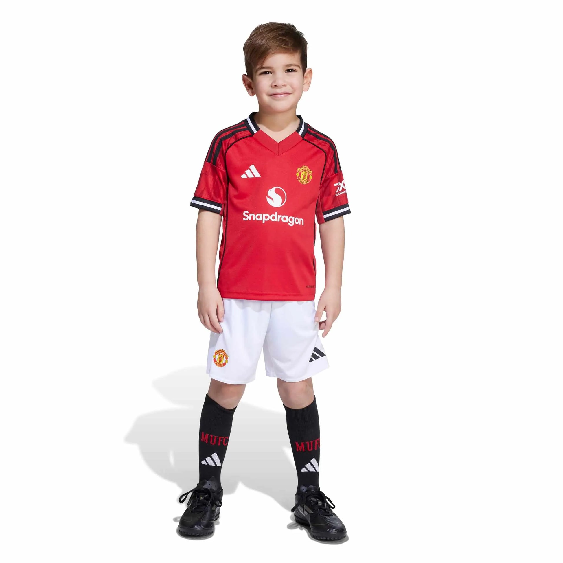 adidas 2025-26 Manchester United Kid's Home Mini Kit (Model - Front)
