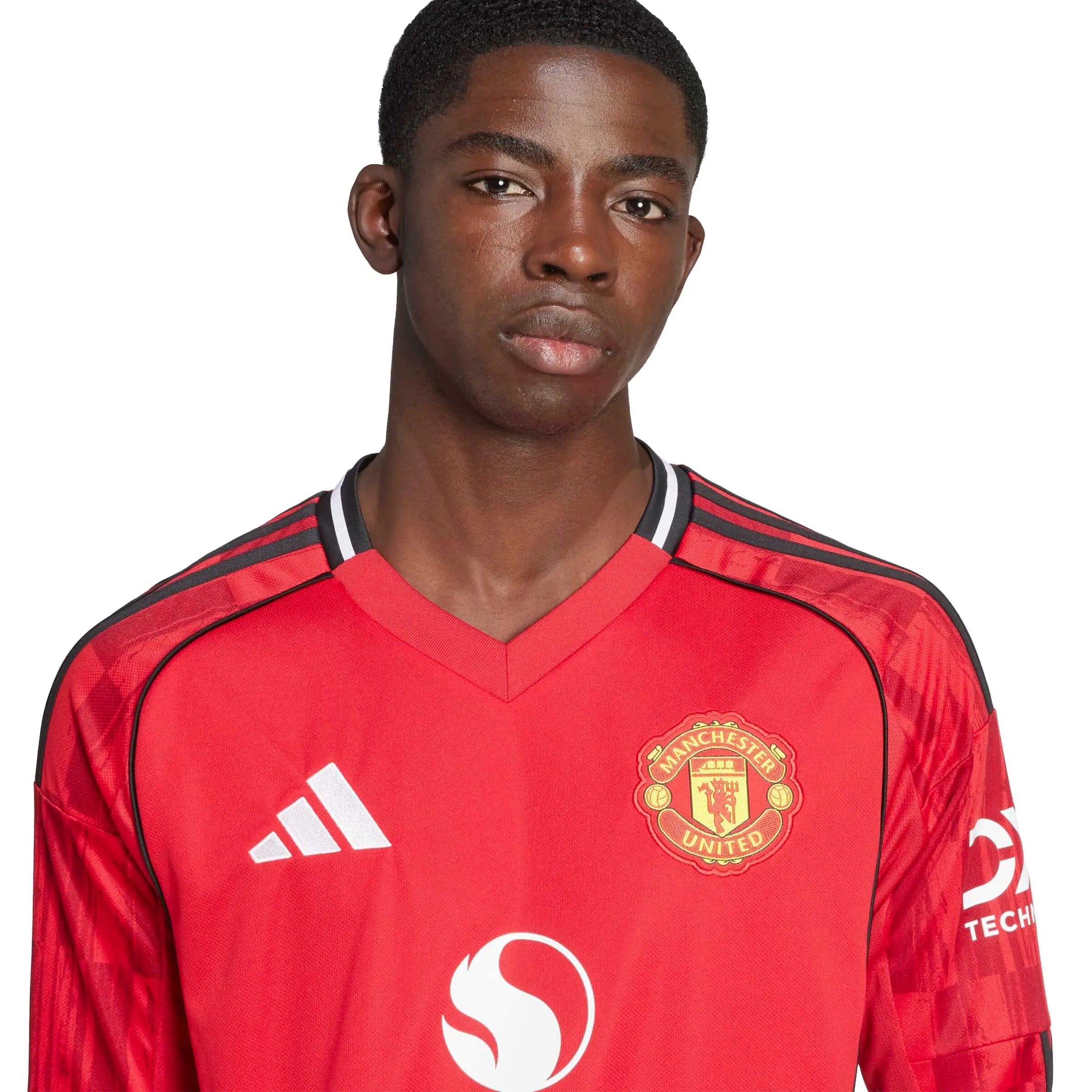 adidas 2025-26 Manchester United Men's Stadium Home Long-Sleeve Soccer Jersey (Detail 1)