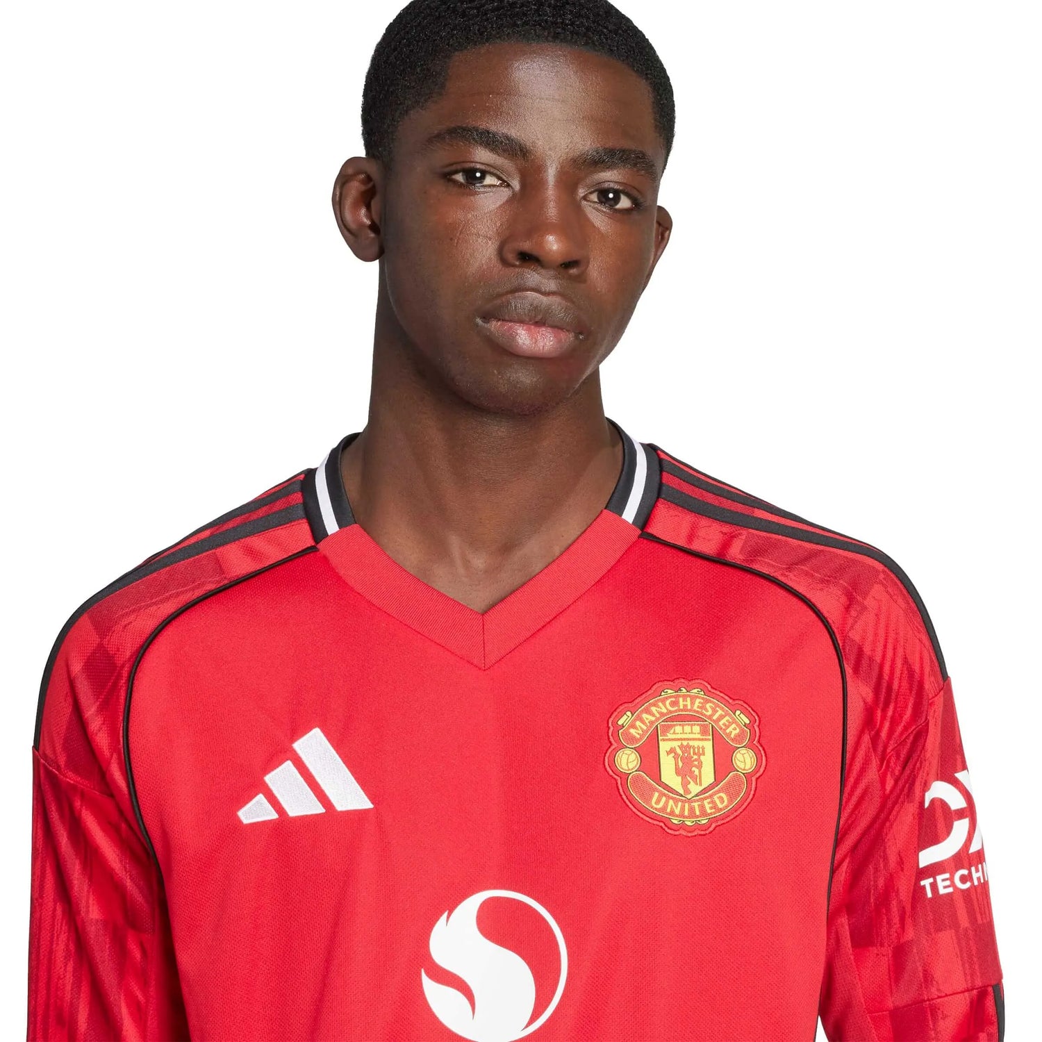 adidas 2025-26 Manchester United Men's Stadium Home Long-Sleeve Soccer Jersey (Detail 1)