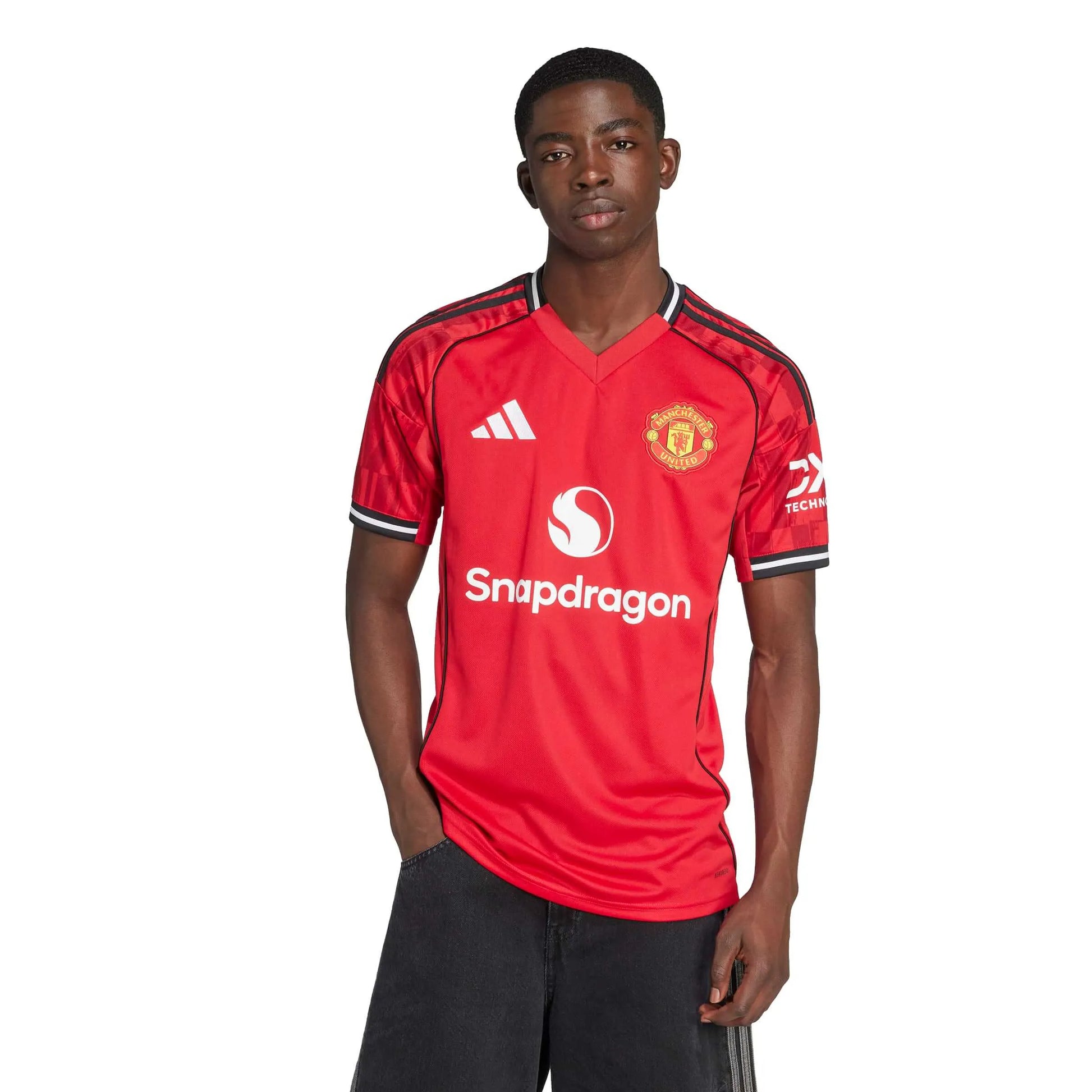 adidas 2025-26 Manchester United Men's Stadium Home Soccer Jersey (Model - Front)
