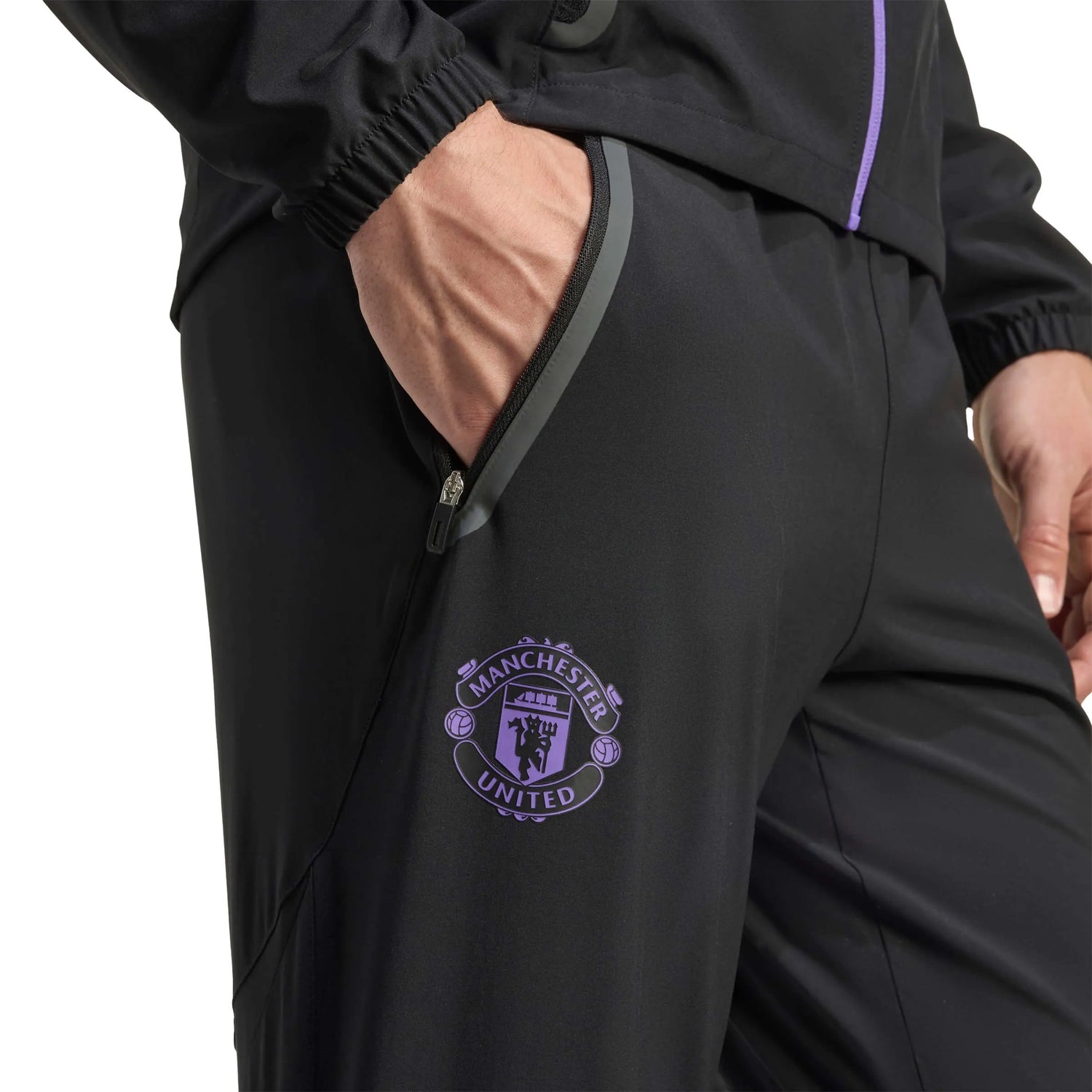 adidas 2025-26 Manchester United Men's Tiro 25 Competition Vis Tech Travel Pants (Detail 1)
