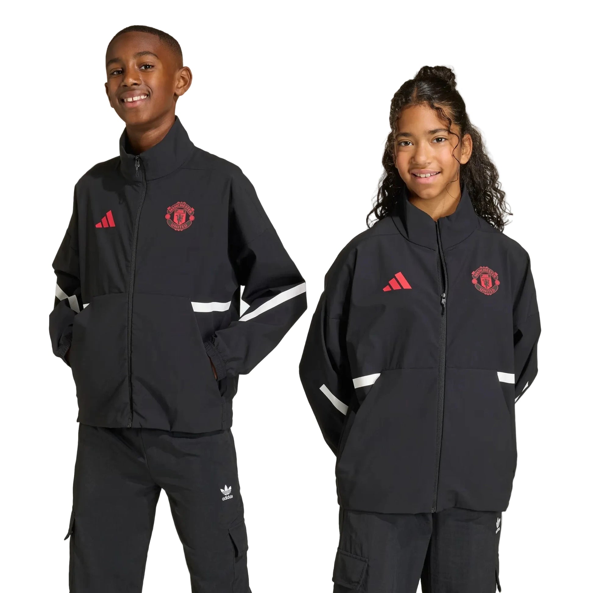 adidas 2025-26 Manchester United Youth Anthem Jacket Black (Models - Front)