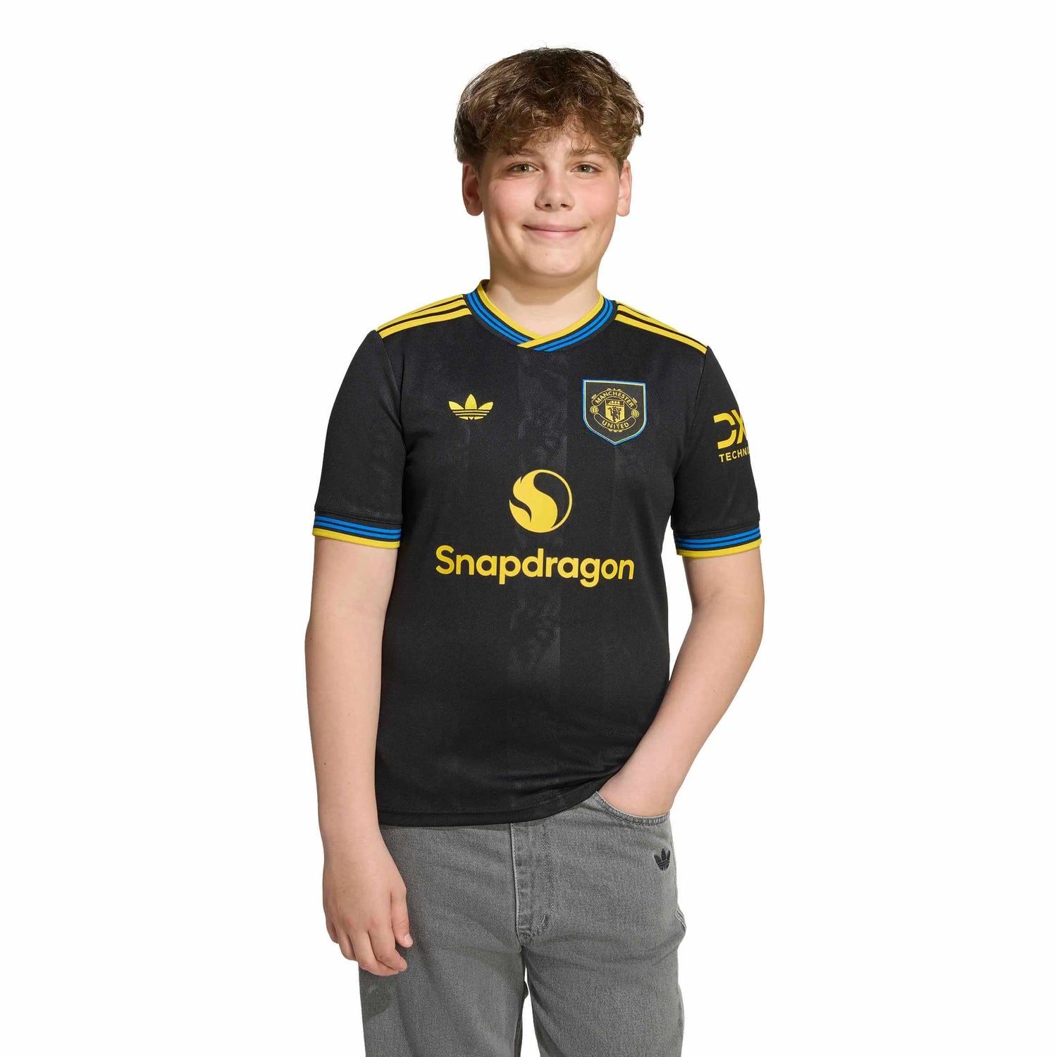 adidas 2025-26 Manchester United Youth Third Soccer Jersey (Model - Front)