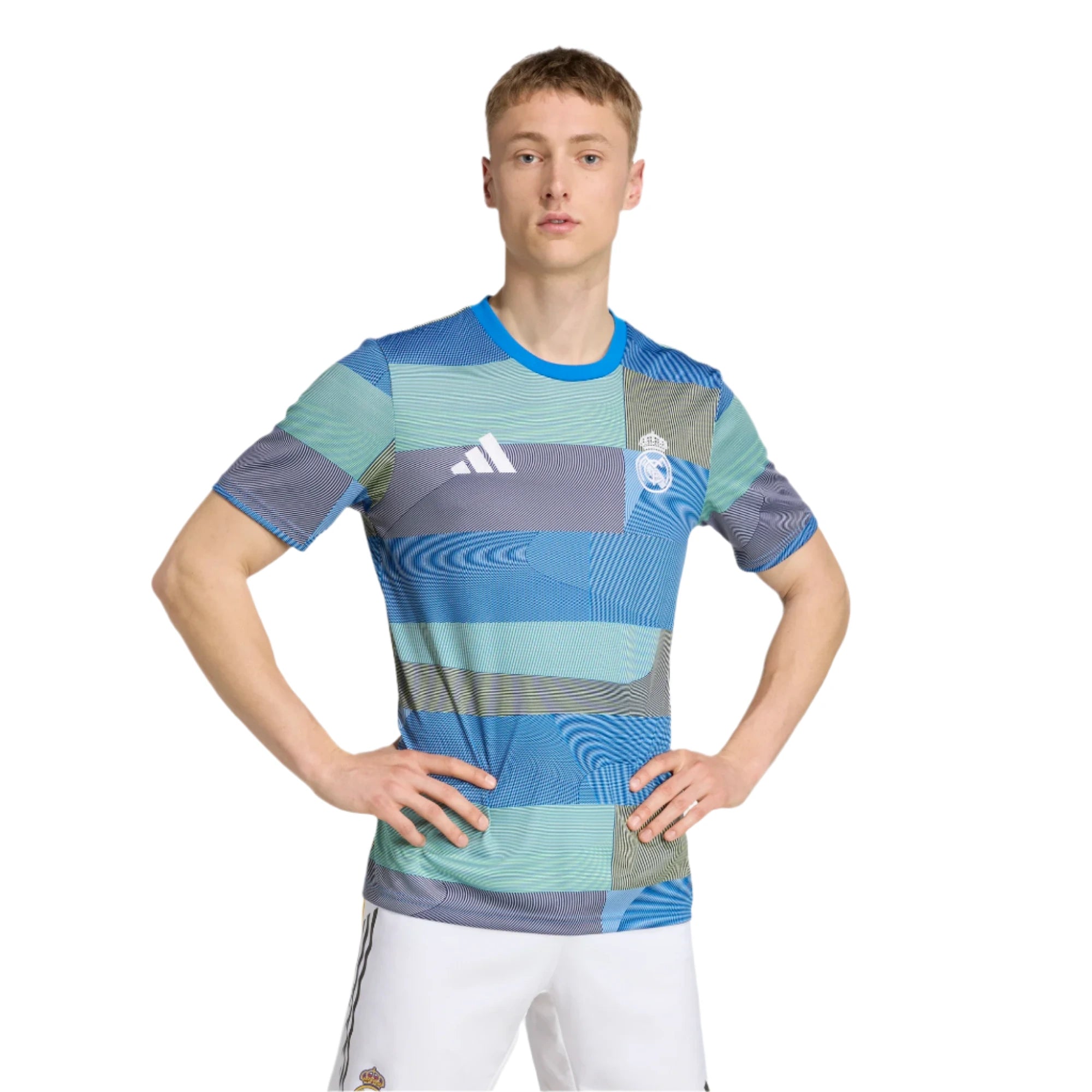 adidas 2025-26 Real Madrid Men's Pre-Match Soccer Jersey (Model - Front)