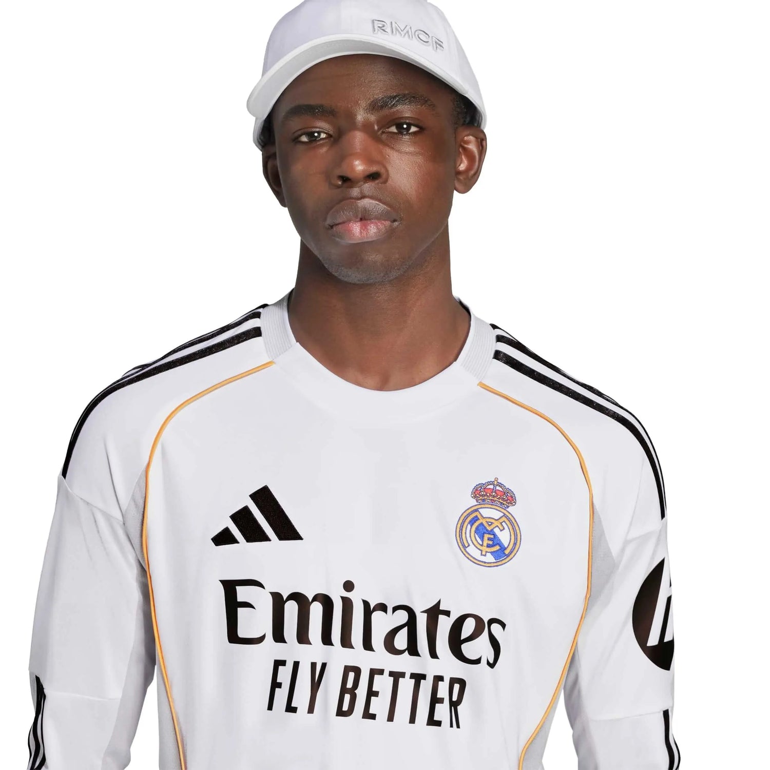 adidas 2025-26 Real Madrid Men's Stadium Home Long-Sleeve Soccer Jersey (Detail 1)