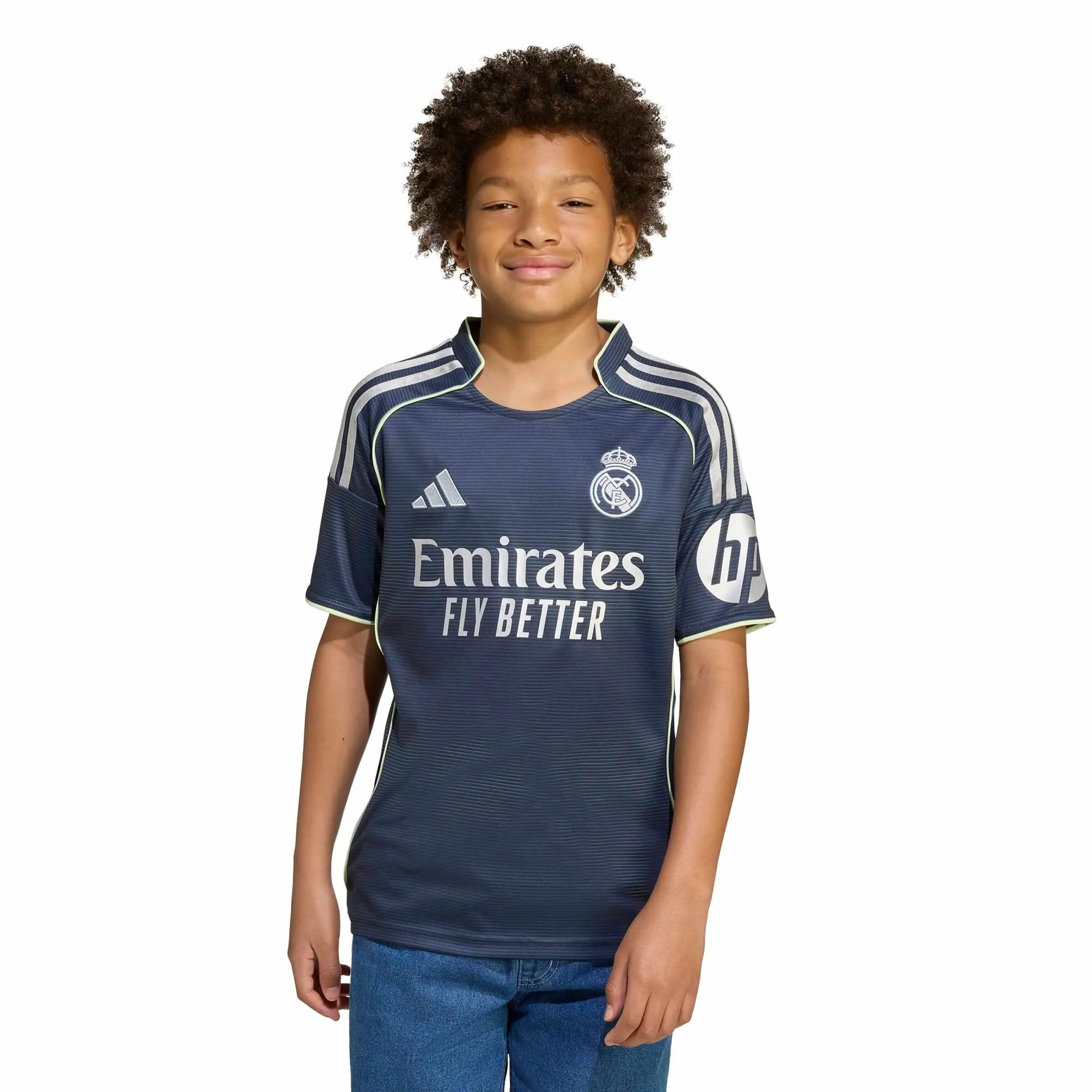 adidas 2025-26 Real Madrid Youth Stadium Away Soccer Jersey (Model - Front)