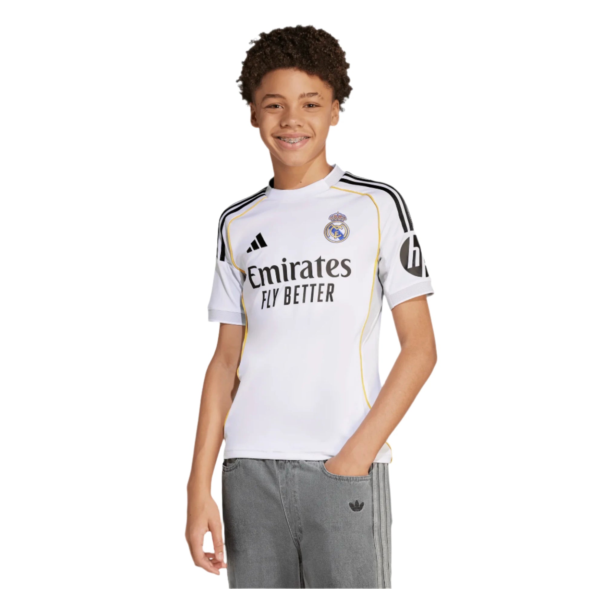 adidas 2025-26 Real Madrid Youth Stadium Home Soccer Jersey (Model - Front)