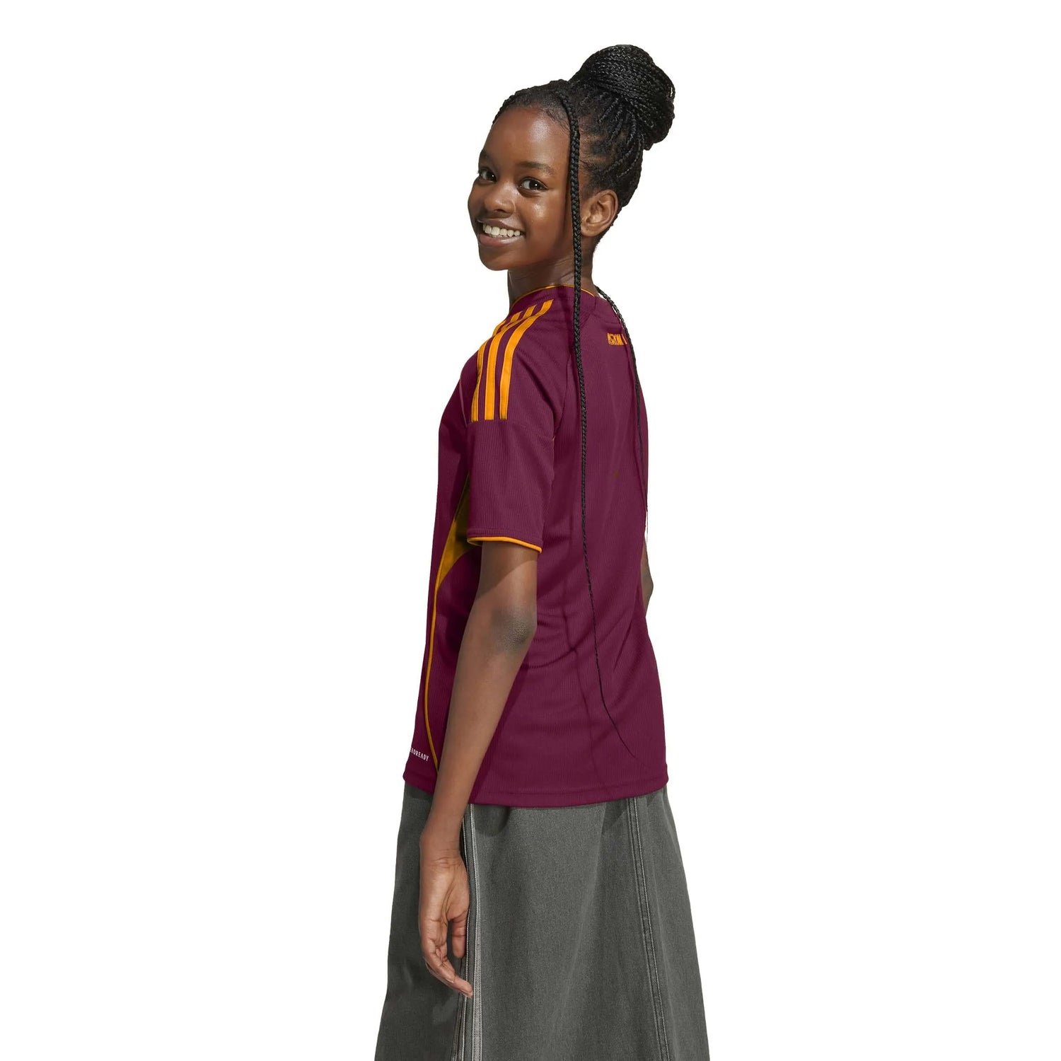 adidas 2025-26 Roma Youth Stadium Home Soccer Jersey (Model - Back)