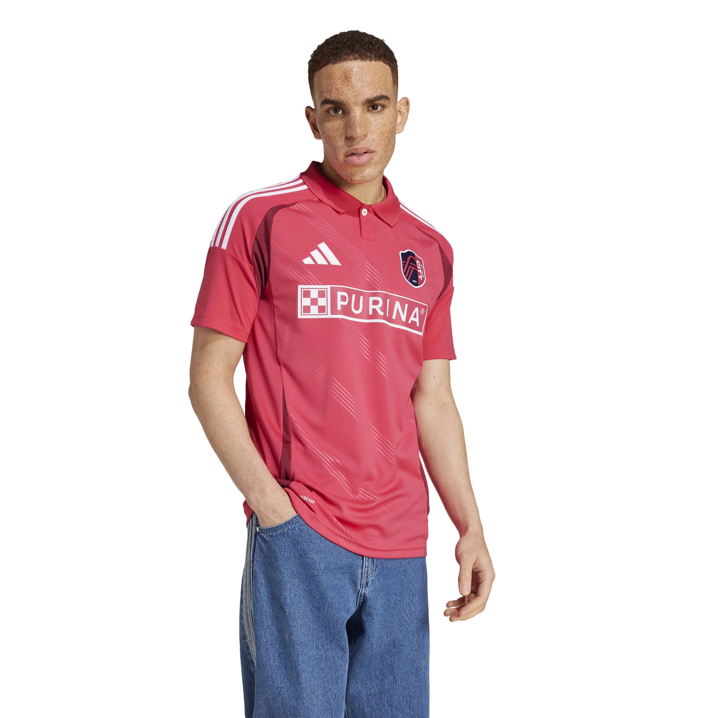 adidas 2025-26 St. Louis City Men's Stadium Home Soccer Jersey (Model - Side)